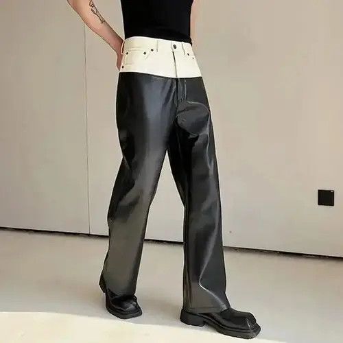 Japanese Brand × Vintage Designer straight trousers artificial leather wide trousers Size US 32 / EU 48 - 2 Thumbnail