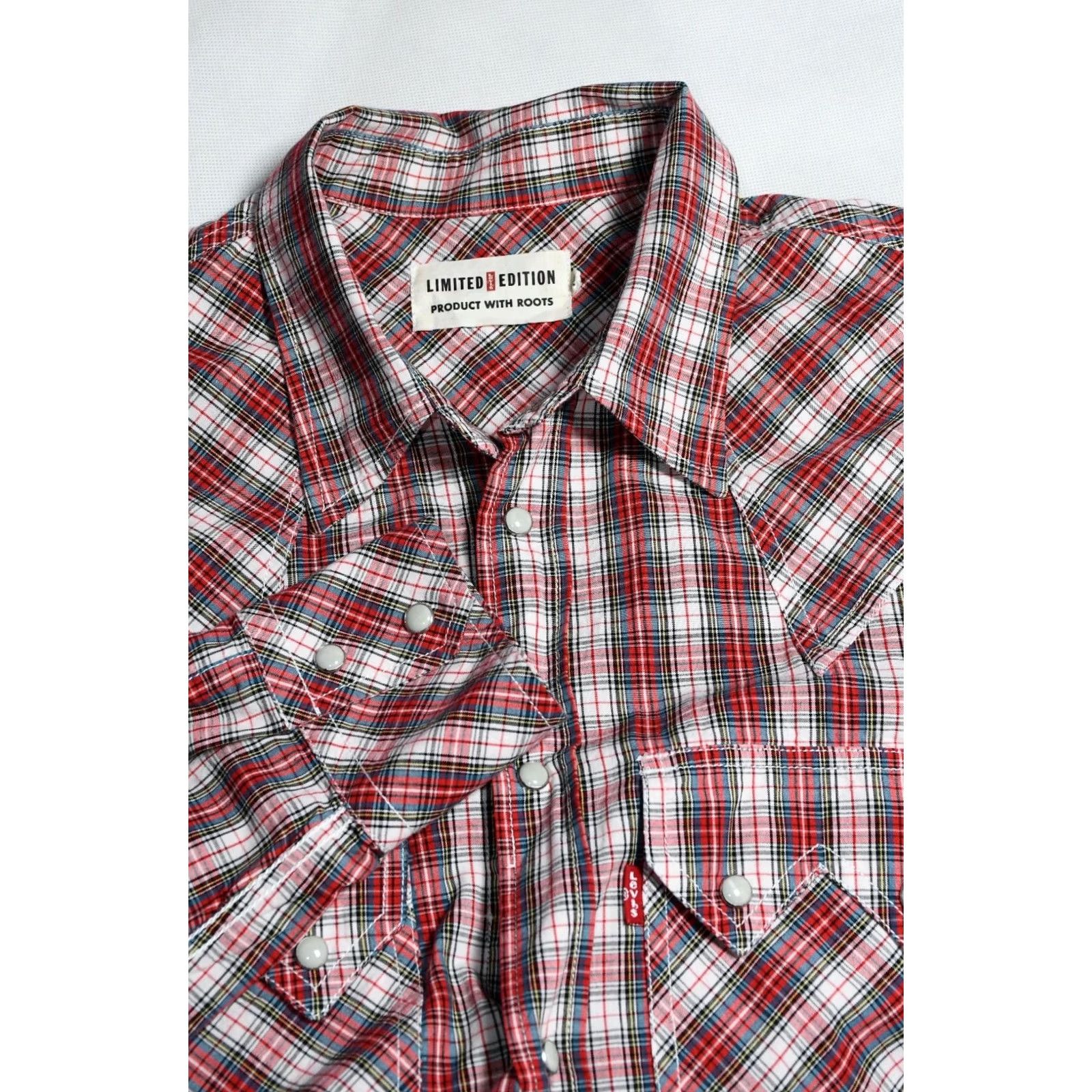 Levi's Levi's Limited Edition Western Shirt Mens XL Button-Up, Plaid, Cotton, Multicolor, Casual, Regular Fit, Hoodie? Size US XL / EU 56 / 4 - 4 Thumbnail