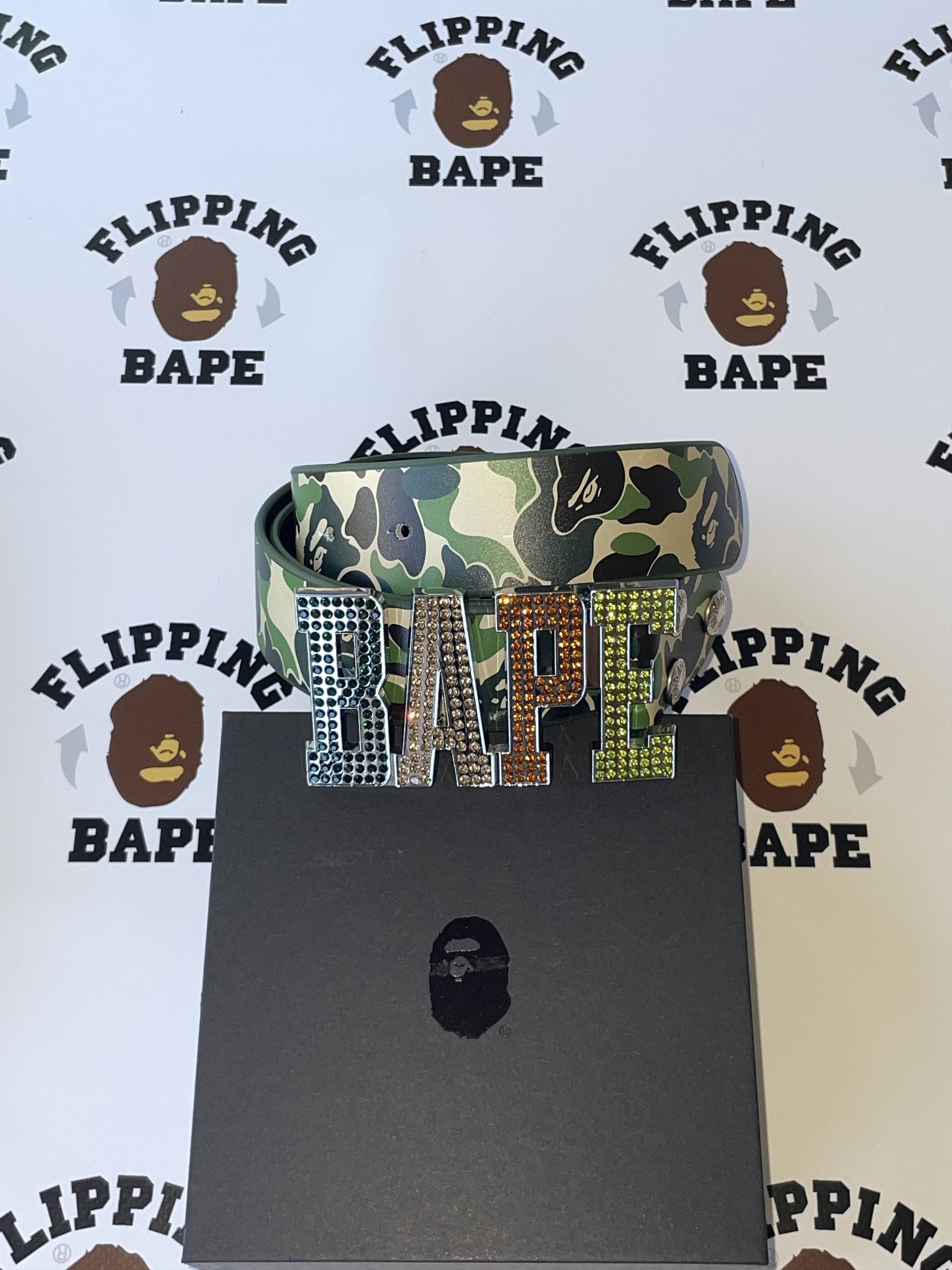 A BATHING APE レザーベルト BAPE LOGO CAMO BAPE camo レザー ベルト 1st camo yellow XLサイズ a bathing