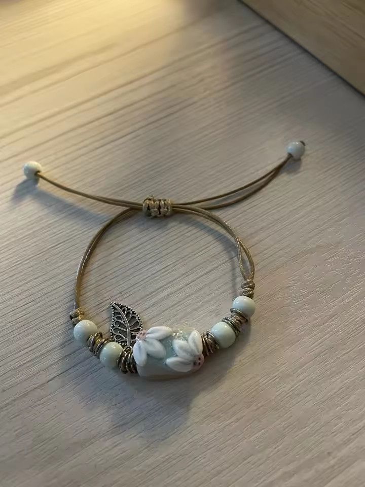 Handmade Flower Ceramic Bracelet Jewelry Gift For Her Size ONE SIZE - 1 Thumbnail