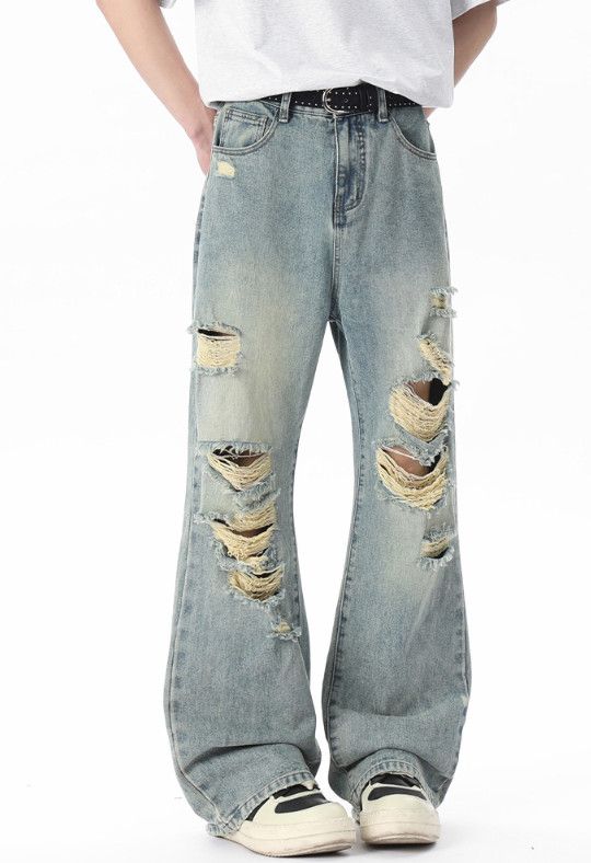 Vintage Men's Trendy American-Style Loose-Fit Distressed Jeans Size US 32 / EU 48 - 1 Thumbnail