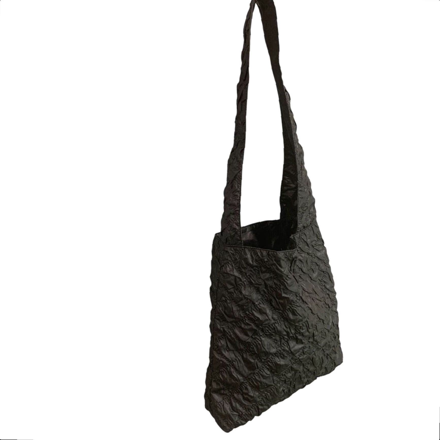 Vintage VINTAGE Black Quilted Look Nylon Shoulder Bag Sling Tote Women Size ONE SIZE - 2 Thumbnail