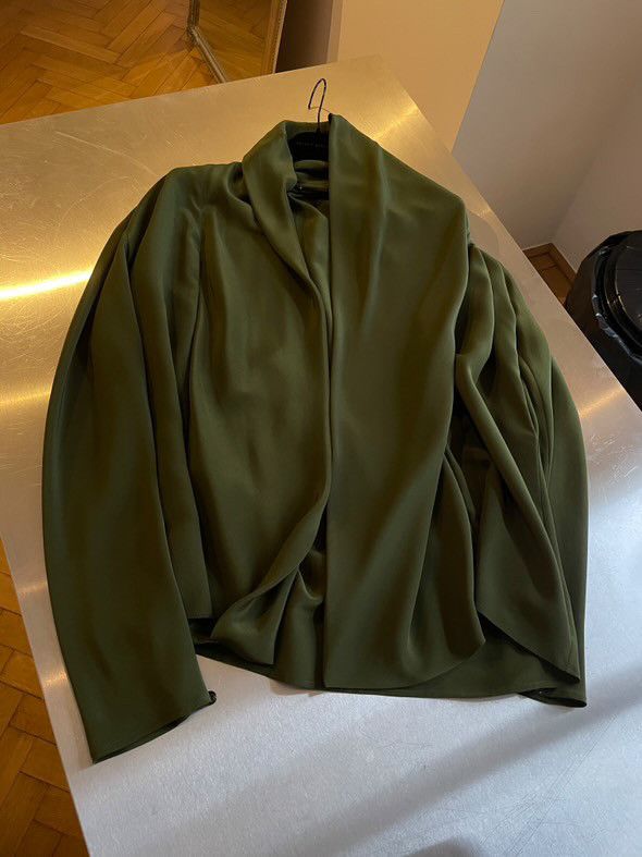 Haider Ackermann Khaki Silk Drape Shirt Size US XS / EU 42 / 0 - 7 Thumbnail