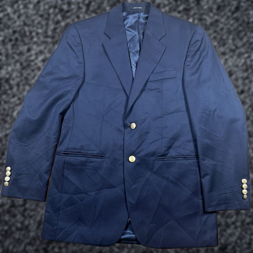 Ralph Lauren Lauren Ralph Lauren Blazer Wool 44R Mens Navy Blue Gold Button Sports Coat Black Paisley Pattern Size 44R - 1 Thumbnail