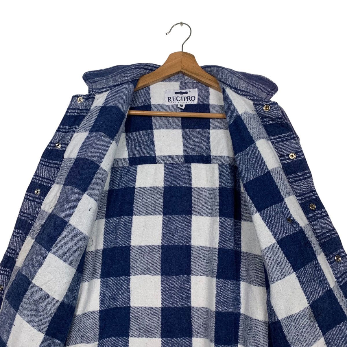 Vintage 90's RECIPRO Blue Stiped Flannel Jacket #2779-C125 Size US L / EU 52-54 / 3 - 13 Thumbnail