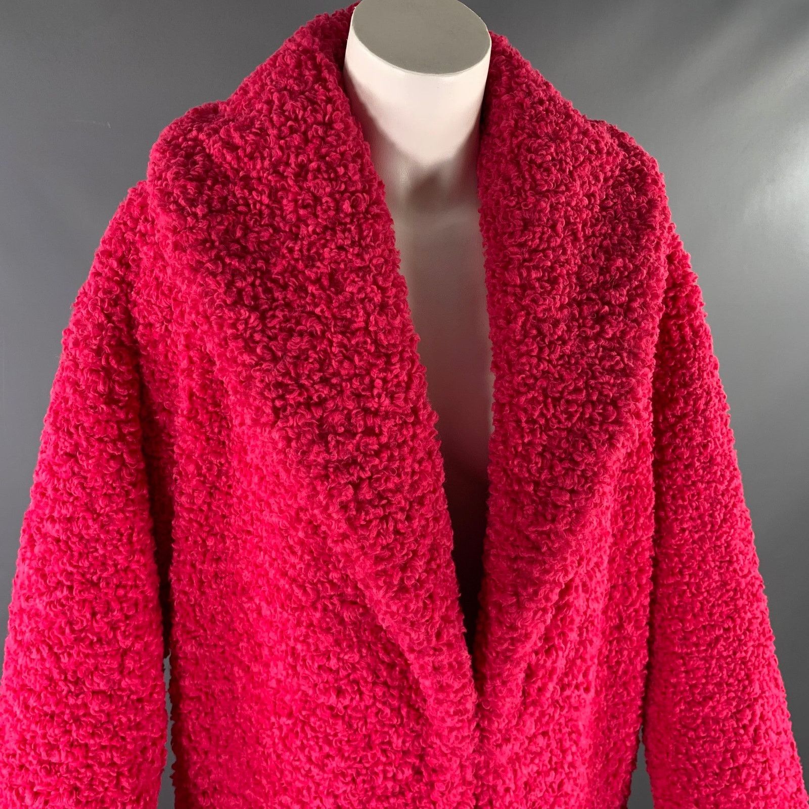 Alice + Olivia ALICE + OLIVIA Pink Faux Fur Shawl Lapel Coat S Size S / US 4 / IT 40 - 2 Thumbnail