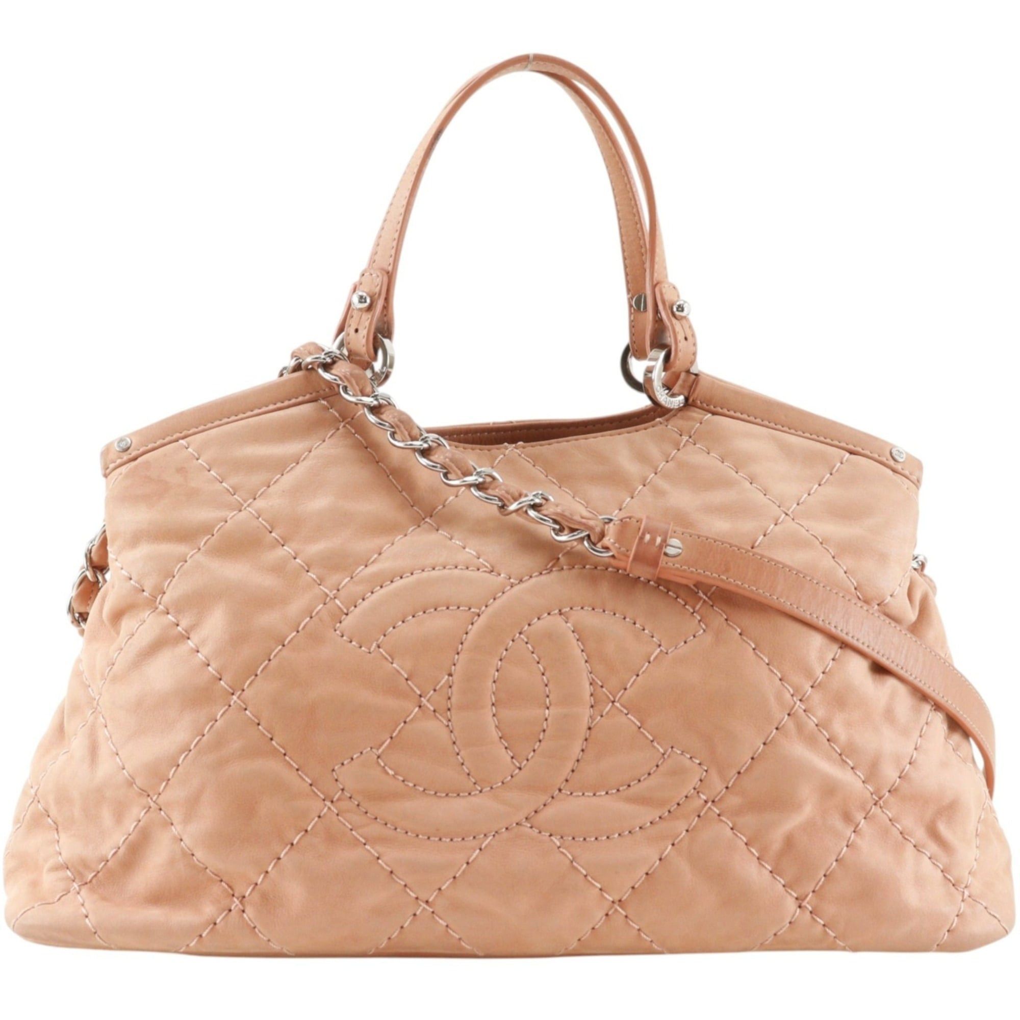 Chanel 2-Way Shoulder Bag, Stitched Cc, Calfskin, Made In Italy, 2012, Pink, 2-Way Women's, Women's