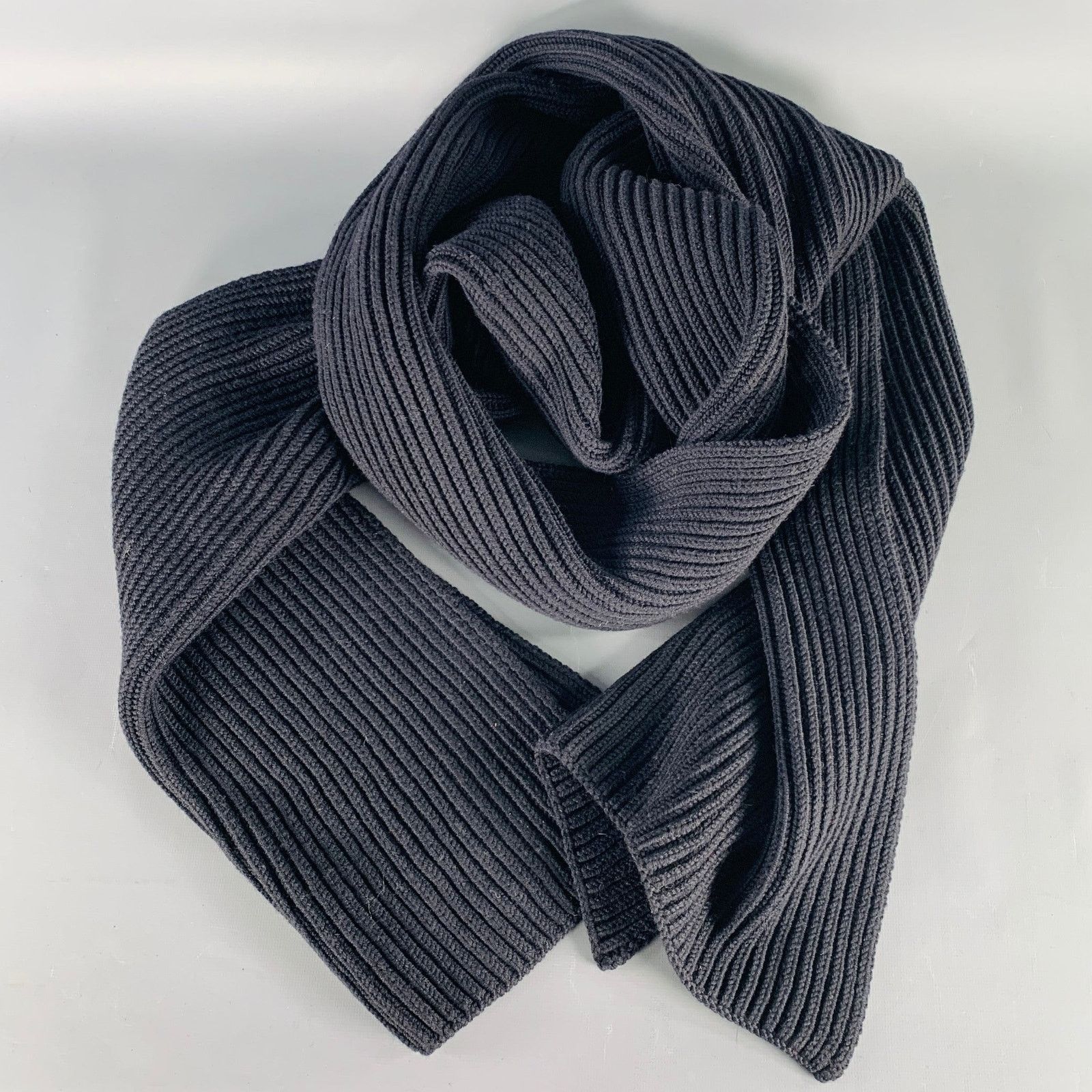 Max Mara MAX MARA Black Ribbed Knit Scarf Size ONE SIZE - 1 Thumbnail