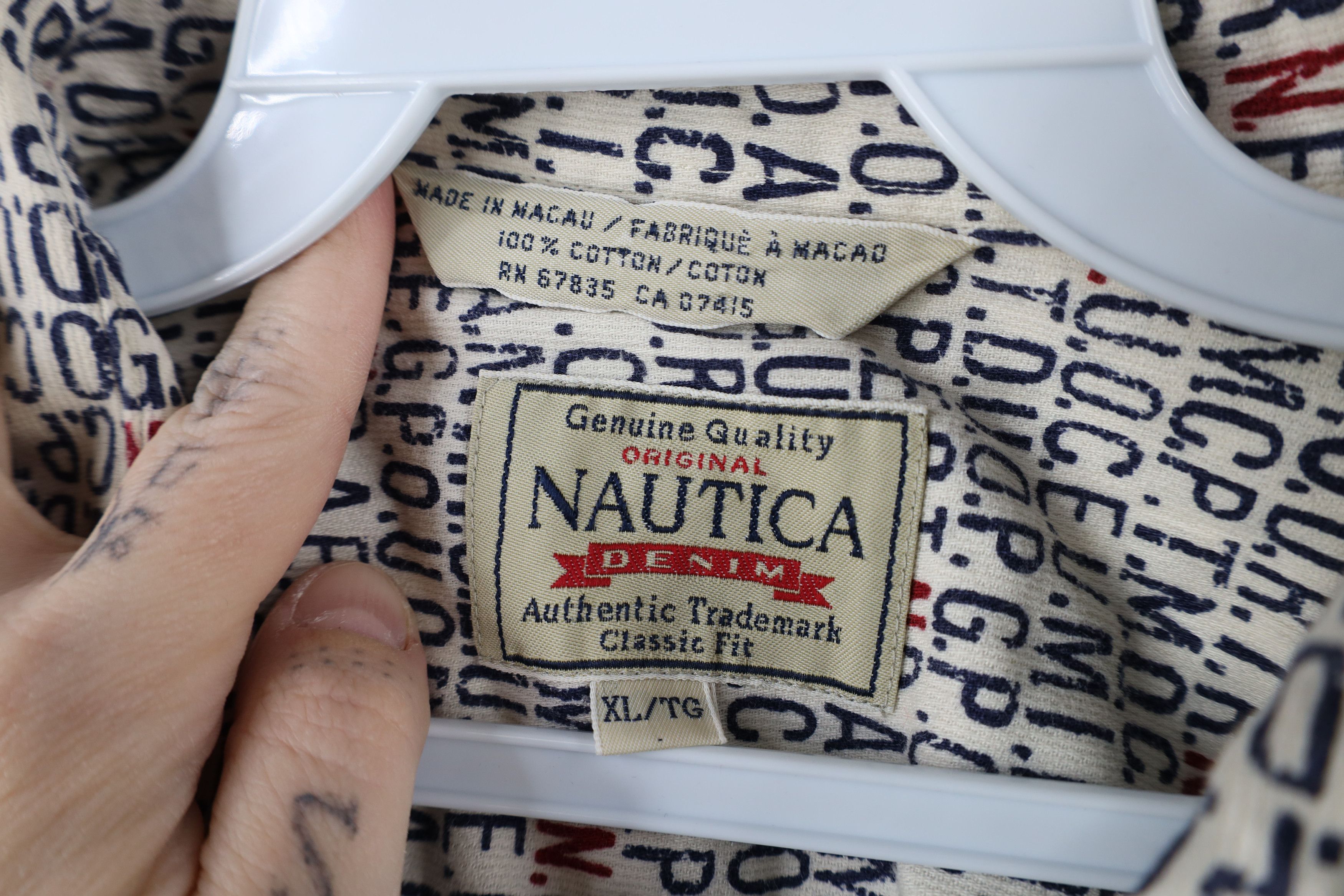 Nautica × Vintage Vintage 90s Nautica All Over Print Button Down Shirt Size US XL / EU 56 / 4 - 7 Thumbnail