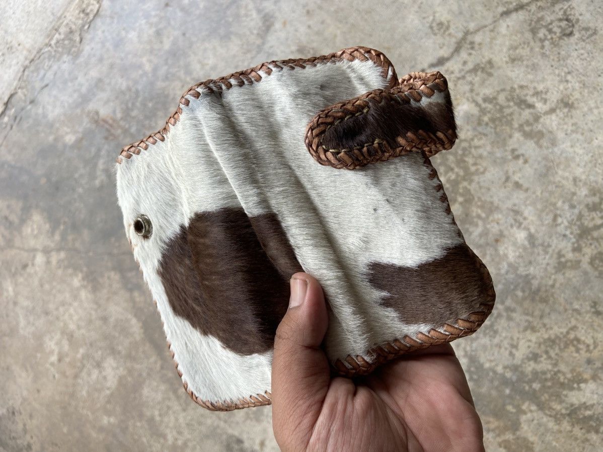Guidi Vintage Leather Craft Native Hair on Hide Biker Long Wallet Size ONE SIZE - 7 Thumbnail