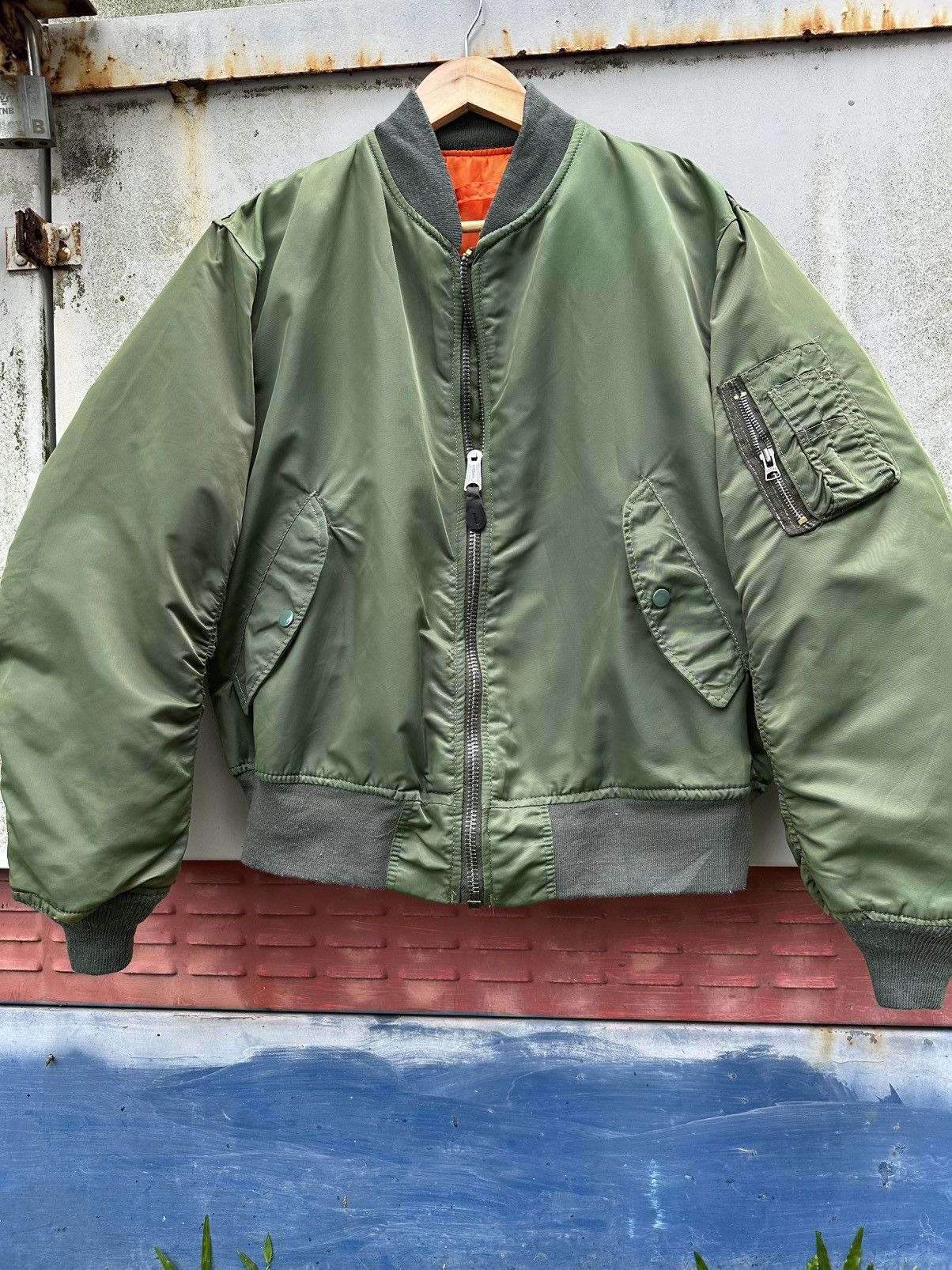 Vintage 🪖Vintage MA-1 Man Intermediate Bomber Jacket Made In USA Size US L / EU 52-54 / 3 - 7 Thumbnail