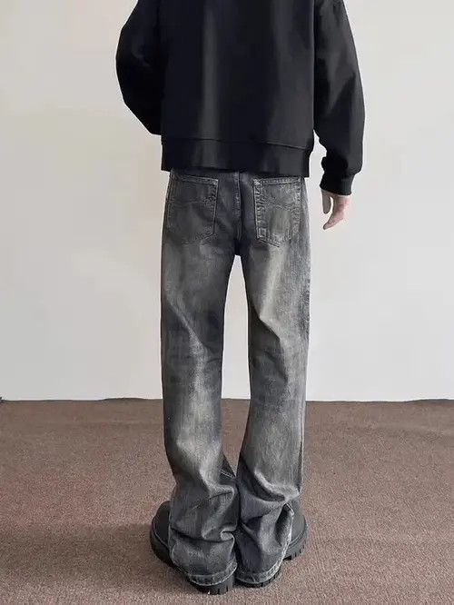 Japanese Brand × Jean Street distressed straight-leg micro-flared ink-dotted jeans Size US 32 / EU 48 - 3 Thumbnail