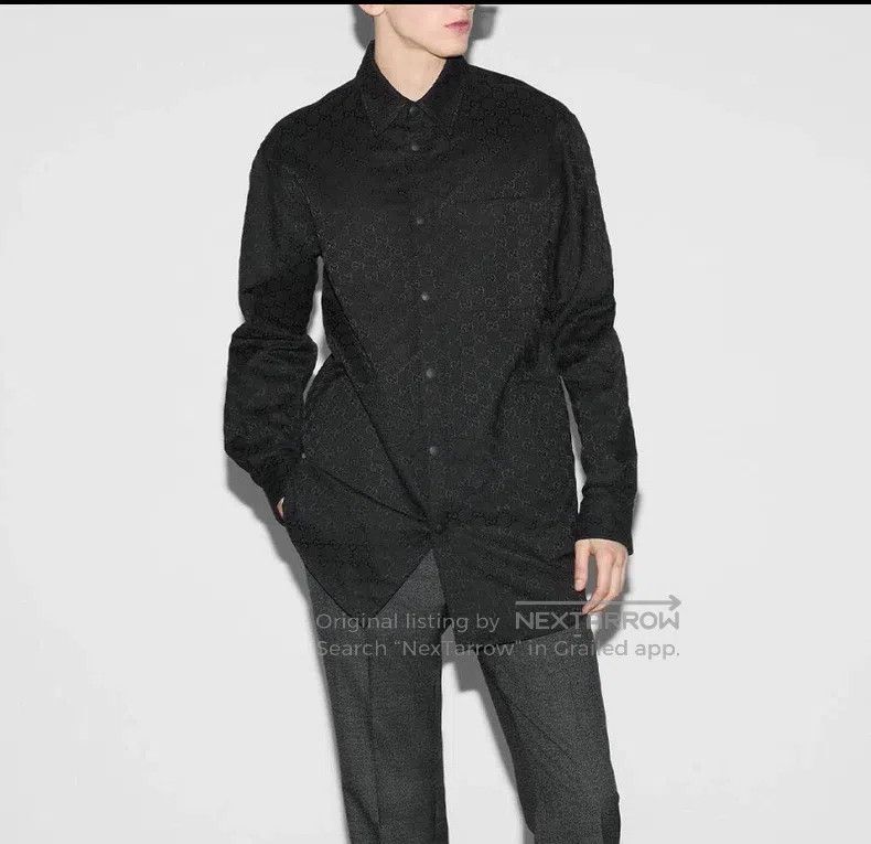 Gucci Gucci Black logo jacquard full-print cotton lapel single-b Size US M / EU 48-50 / 2 - 8 Thumbnail