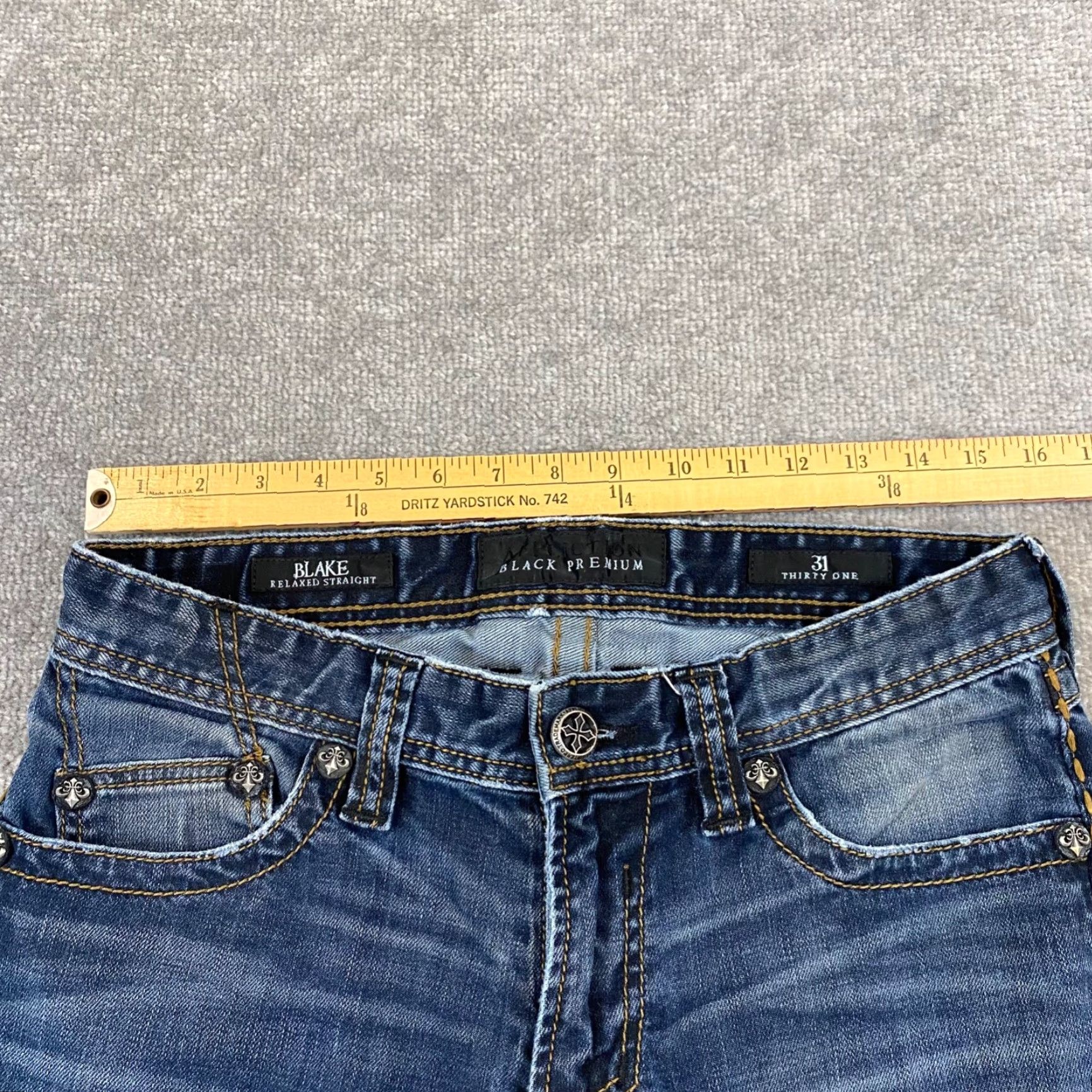 Affliction VINTAGE Affliction Jeans Men 31x27 Straight Fit Relaxed Denim Blue Wash Grunge 2000s Size US 31 - 4 Thumbnail