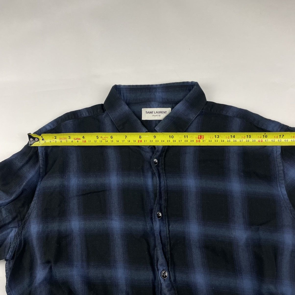 Saint Laurent Paris Saint Laurent Paris Hedi Silmane Blue Shadow Plaid Shirt 40 Size US M / EU 48-50 / 2 - 16 Thumbnail