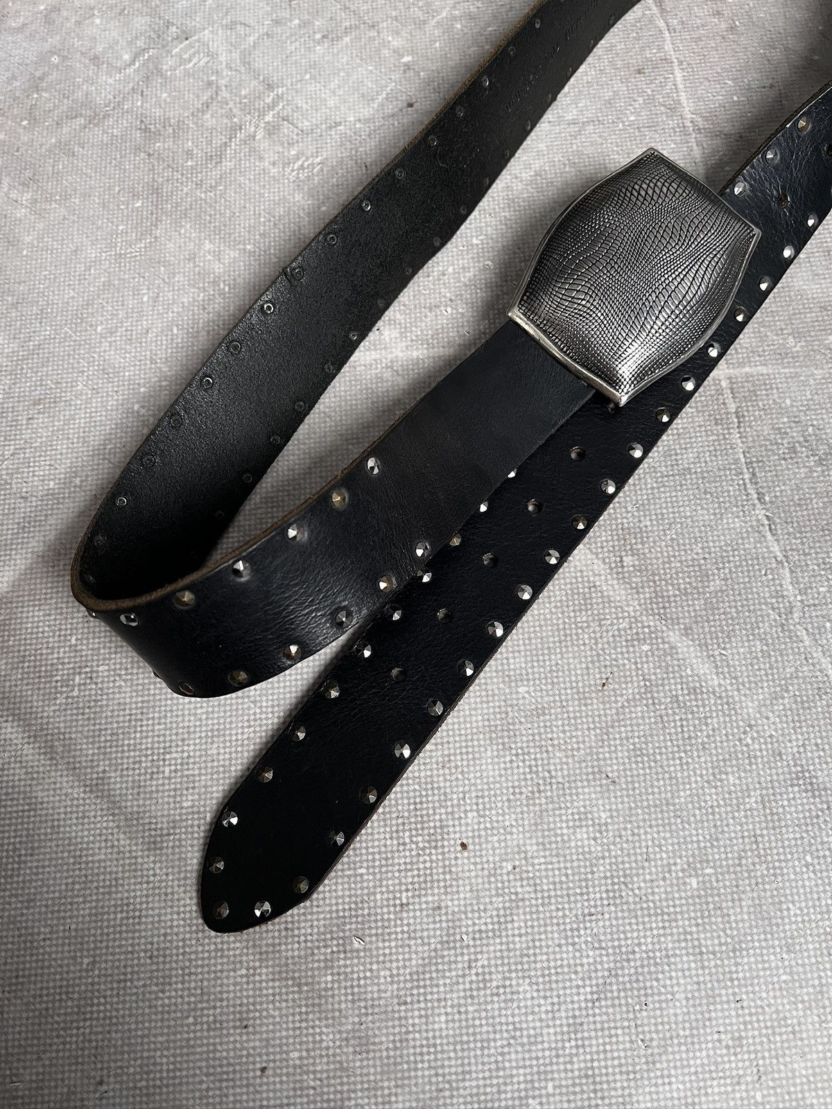 KMRii Western Studded Leather Black Belt Metal Buckle glamour y2k Size ONE SIZE - 9 Thumbnail