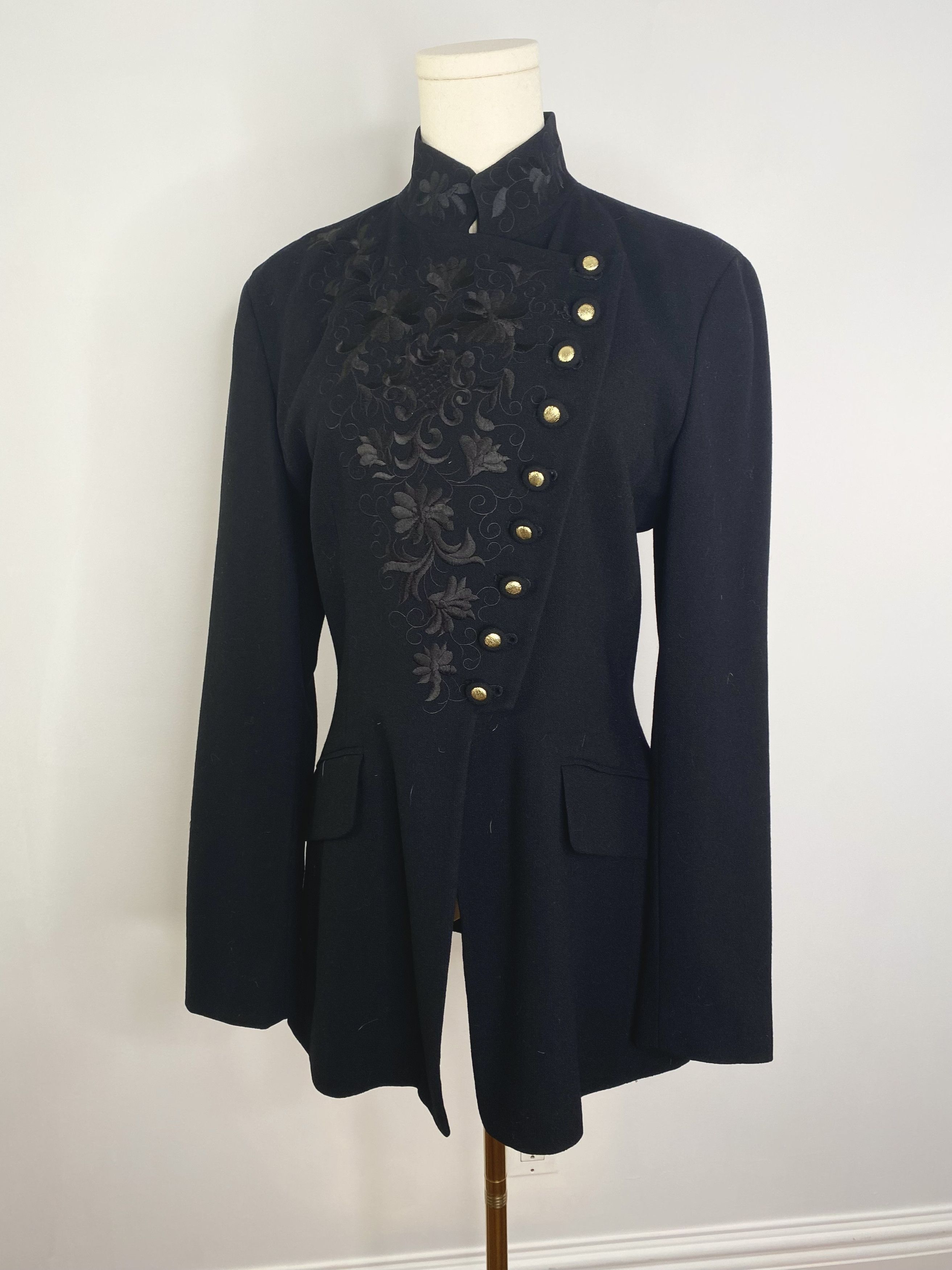 Designer Black & Gold Military Tailor Jacket - Jessica Size L / US 10 / IT 46 - 5 Thumbnail