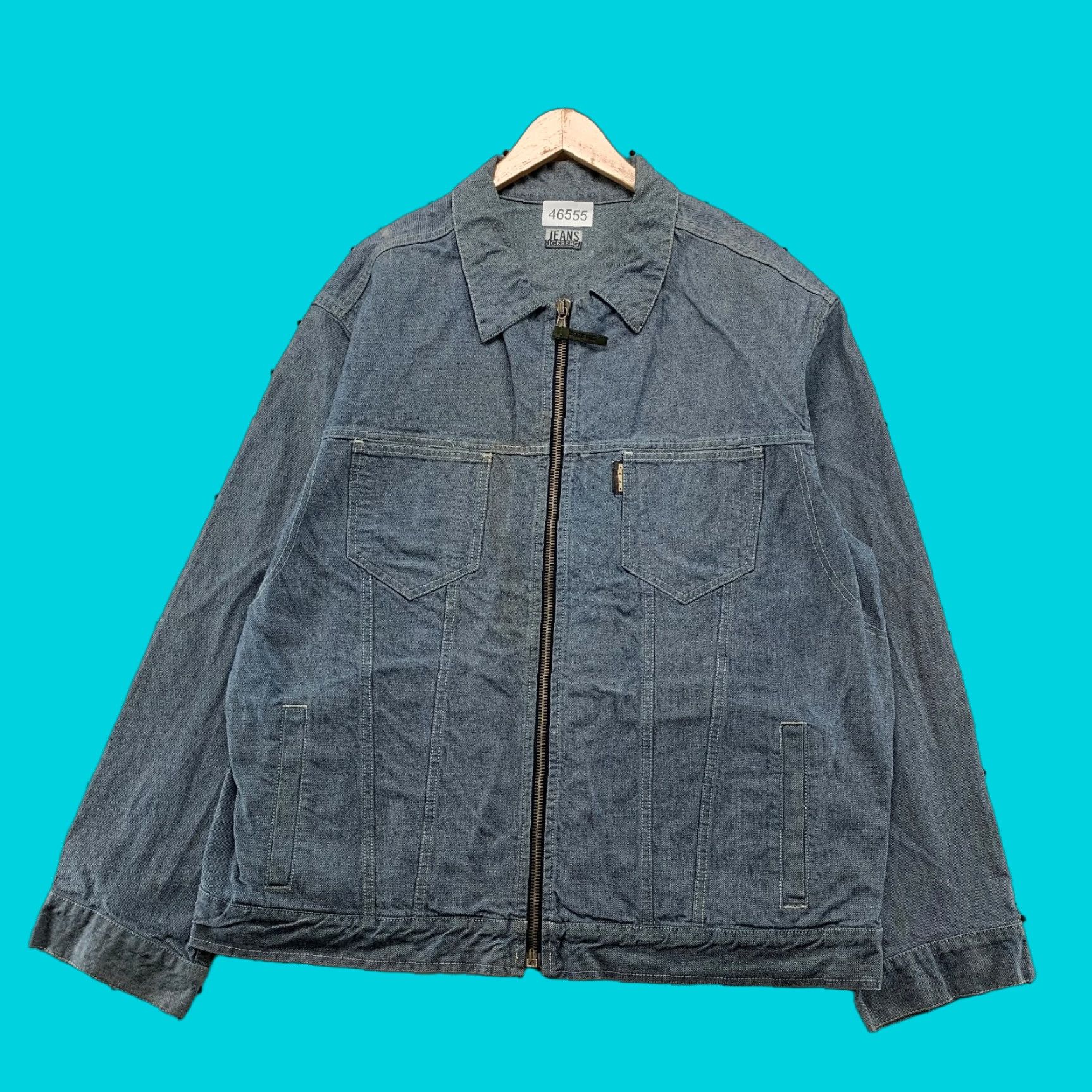 Vintage VINTAGE Iceberg Jeans Denim Jacket Men 3XL Blue Zip Trucker Pocket Italy Jacket Mens 90s denim Jacket Iceberg Italy Size US 39 - 1 Thumbnail
