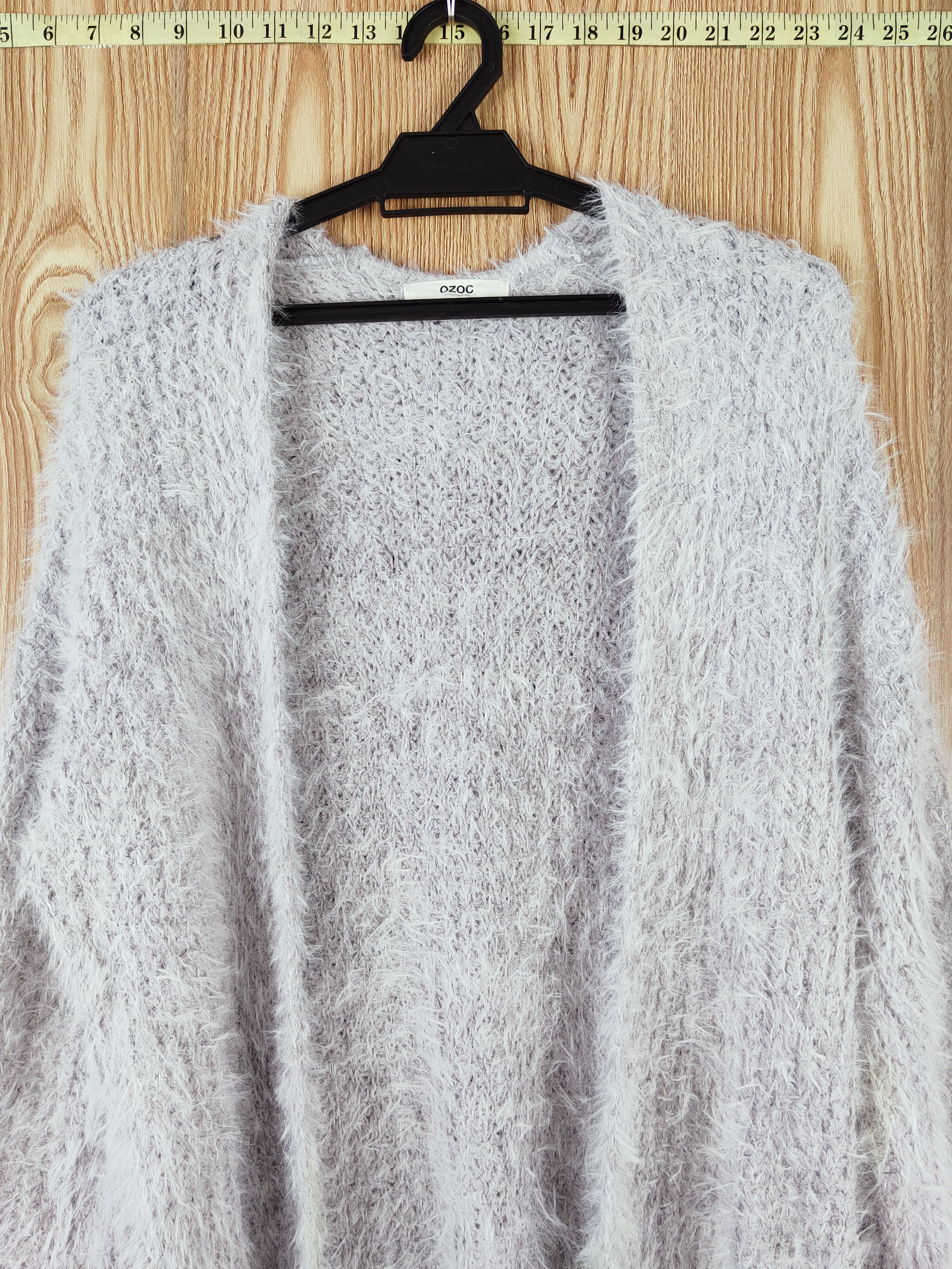 Japanese Brand × Vintage VINTAGE RARE OZOC Dark Gray Fur Mohair Knitwear Cardigan Size L / US 10 / IT 46 - 2 Thumbnail