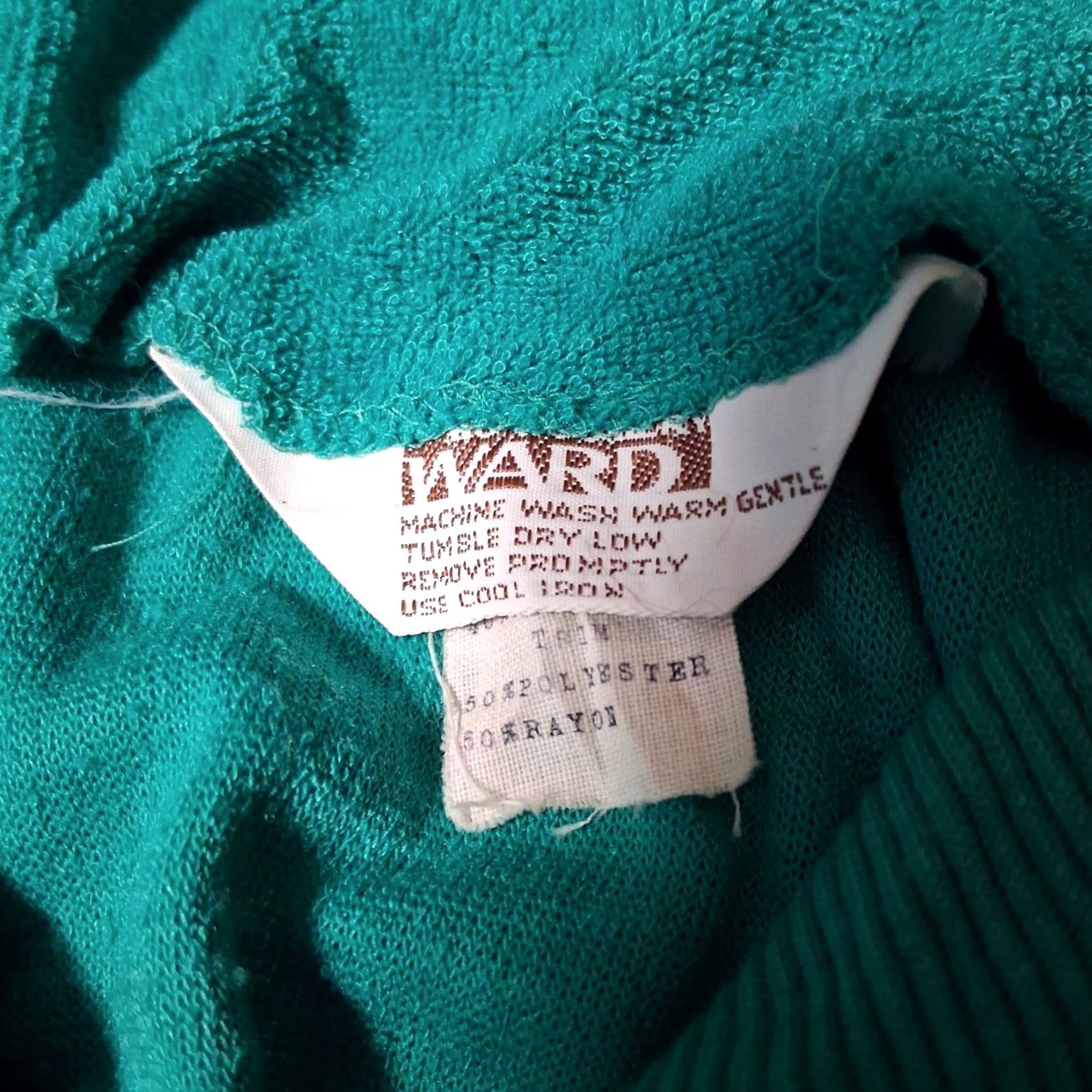 Vintage VINTAGE Montgomery Ward Terry Cloth Dress Shirt Dress 18 Green 1970s Size XXL / US 16-18 / IT 52-54 - 5 Thumbnail