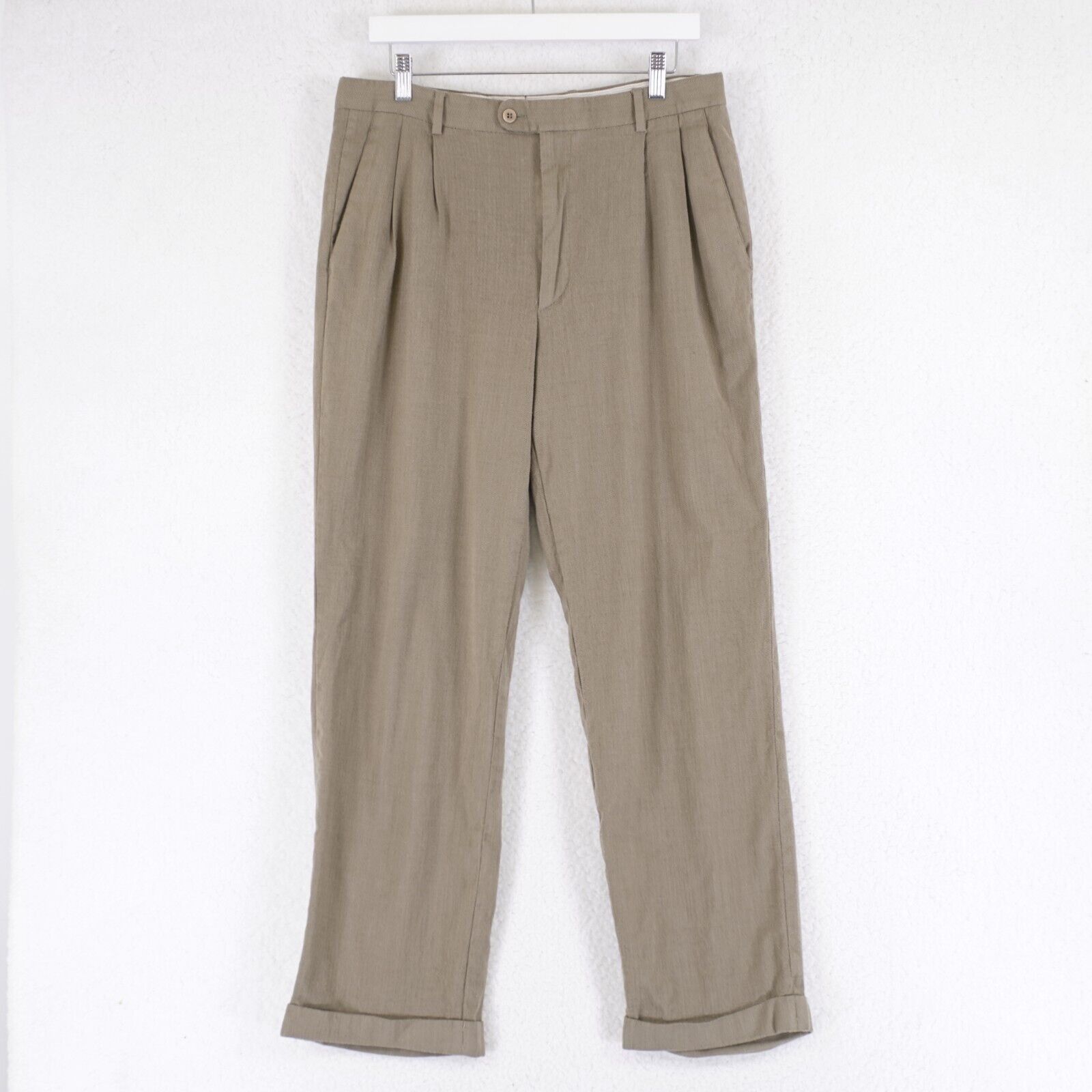 Zanella Zanella Nordstrom Bennett Tan Tweed Wool Herringbone Mid Ris Size 34R - 1 Thumbnail