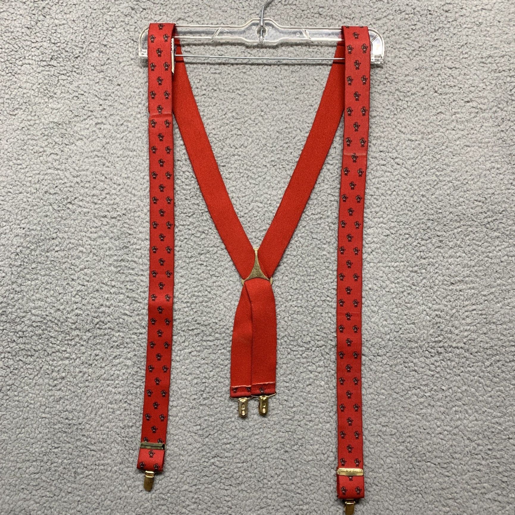 Vintage Christmas Suspenders Red Santa Claus Carrying His Bag Holiday Men Clip Holiday Christmas Suspenders Red Santa Claus Carrying His Bag Clip Men Size ONE SIZE - 2 Thumbnail