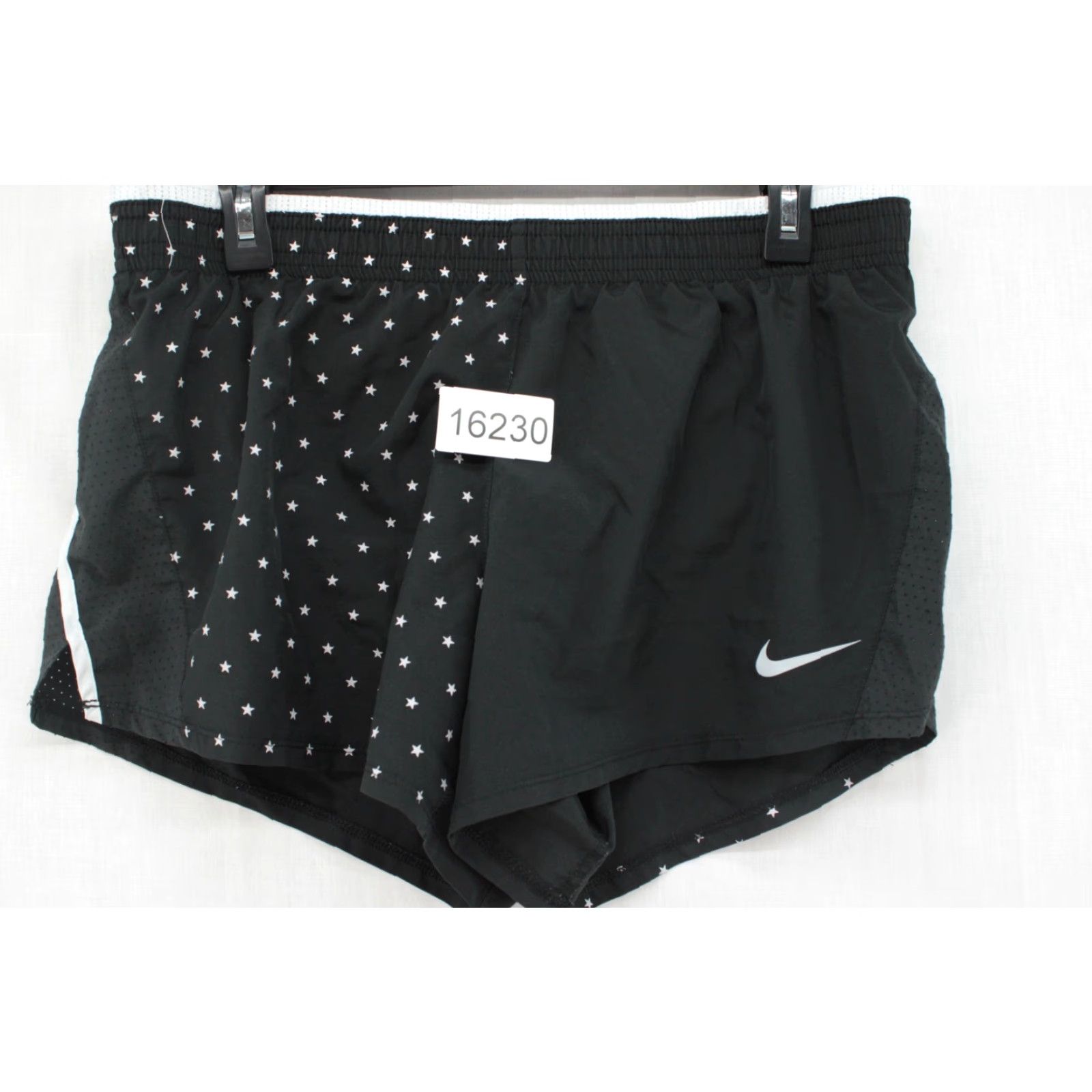Nike Nike Dri Fit Running Shorts Women's Black White Stars Lined Drawstring Large Size 36" / US 14 / IT 50 - 8 Thumbnail