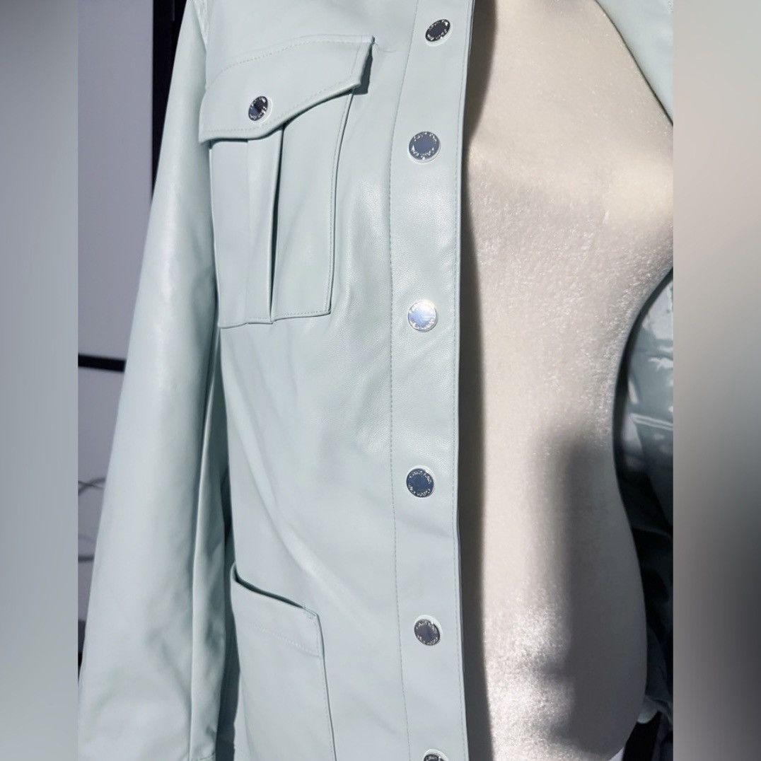 Calvin Klein × Designer Calvin Klein soft leather jacket light Green silver logo b Size M / US 6-8 / IT 42-44 - 9 Thumbnail