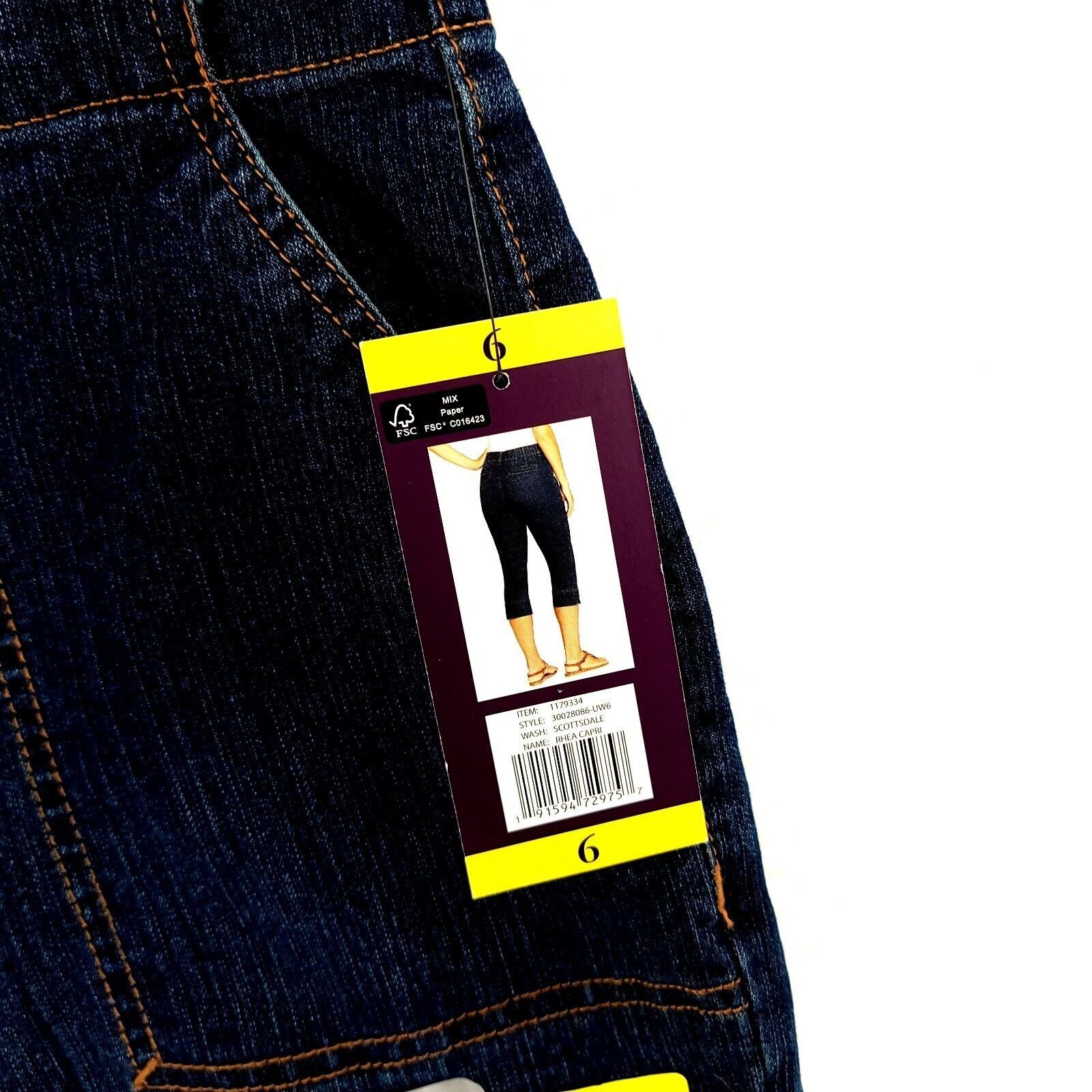 Gloria Vanderbilt NEW Gloria Vanderbilt Missy Elastic Waist Denim Capri Jeans Size 31" - 3 Thumbnail