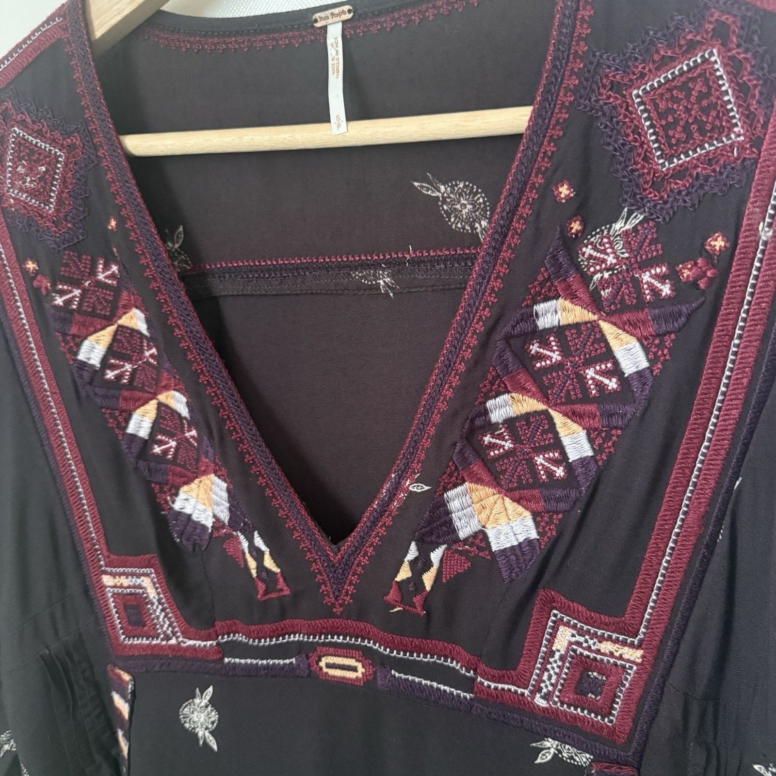 Free People Free People Embroidered Boho Western Hippie Tunic Dress Size S / US 4 / IT 40 - 5 Thumbnail