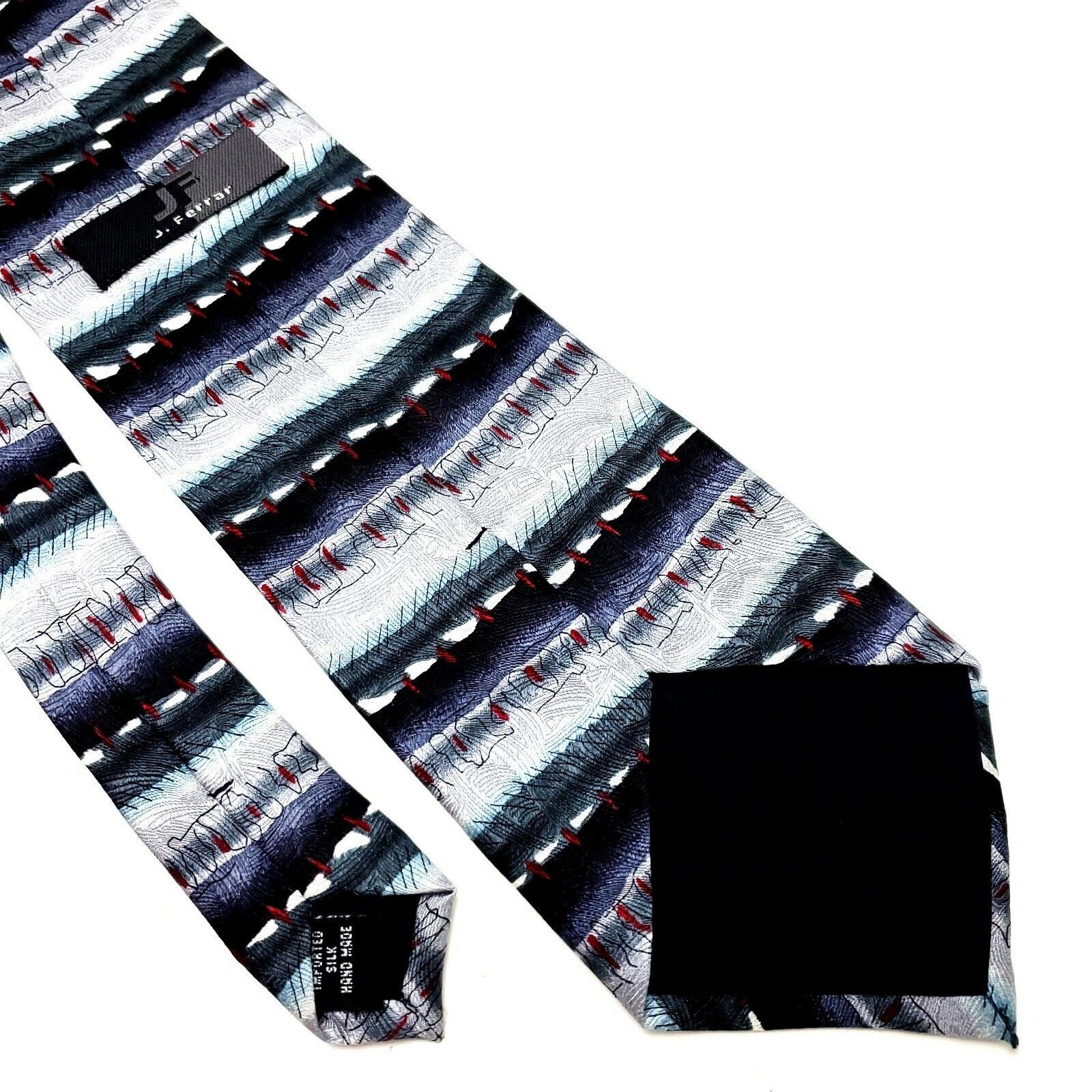 J Ferrar J Ferrar Silk Tie Abstract Silver Wide Print Size ONE SIZE - 5 Thumbnail