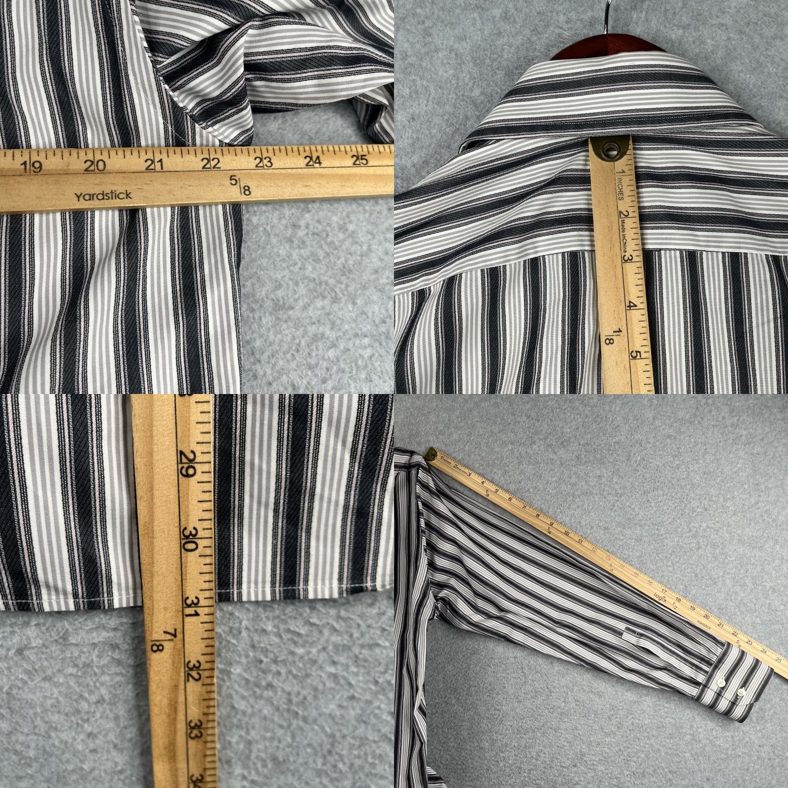 Hugo Boss Hugo Boss Shirt Navy Gray Striped Mens 15.5 32/33 Button Up Long Sleeve Mens Size US L / EU 52-54 / 3 - 8 Thumbnail
