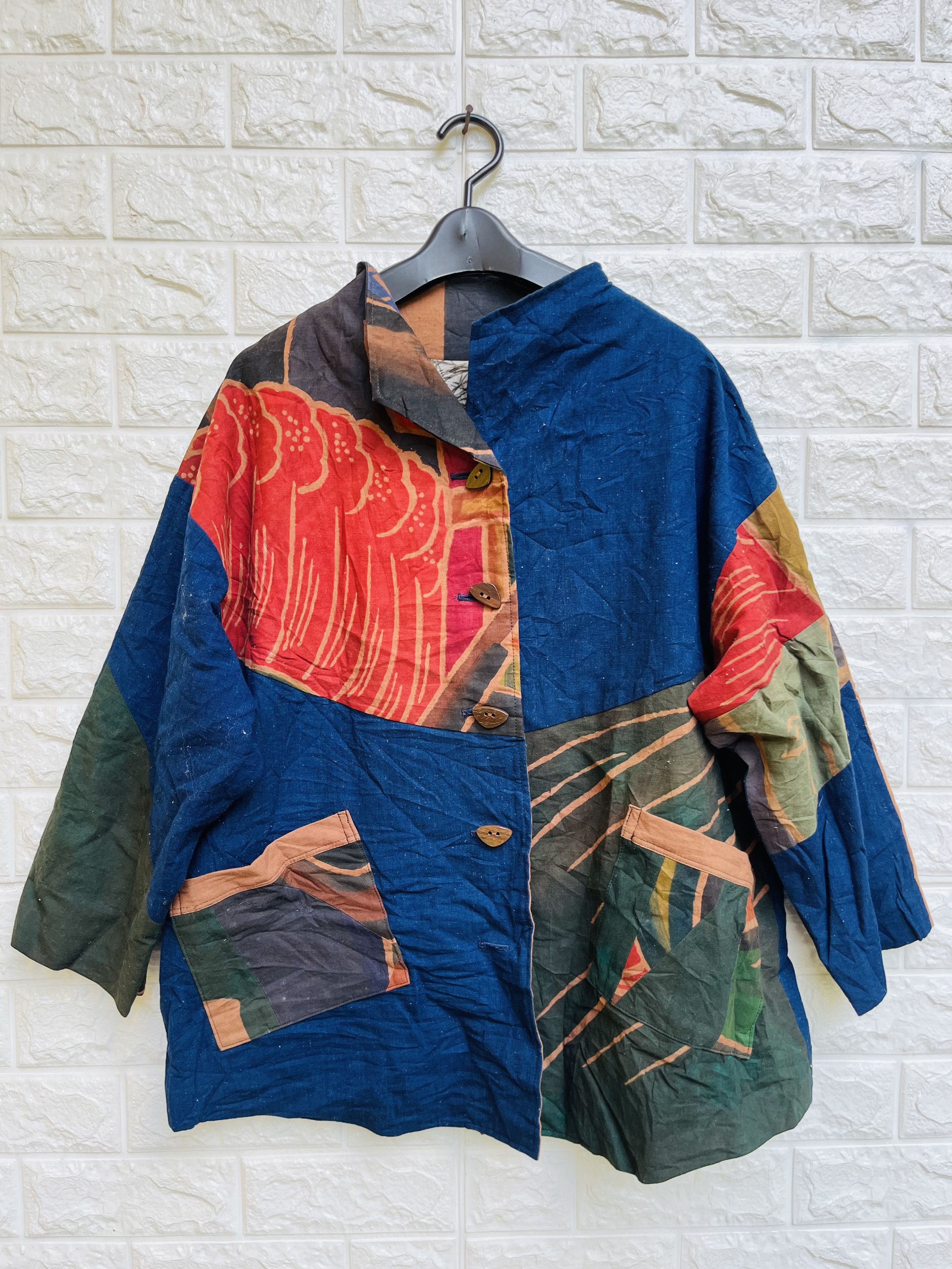 image of Vintage Multicolour Japanese Designer Fashion Style Jacket, Women's (Size Large)