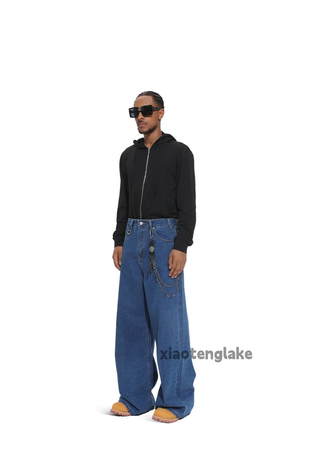 Jean xz vintage washed faded wide Leg flared hiphop jeans Size US 32 / EU 48 - 4 Thumbnail