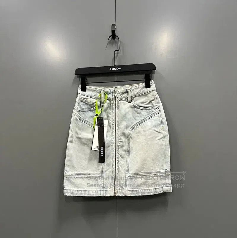 Off-White Blue Cotton Summer Mini Skirt .