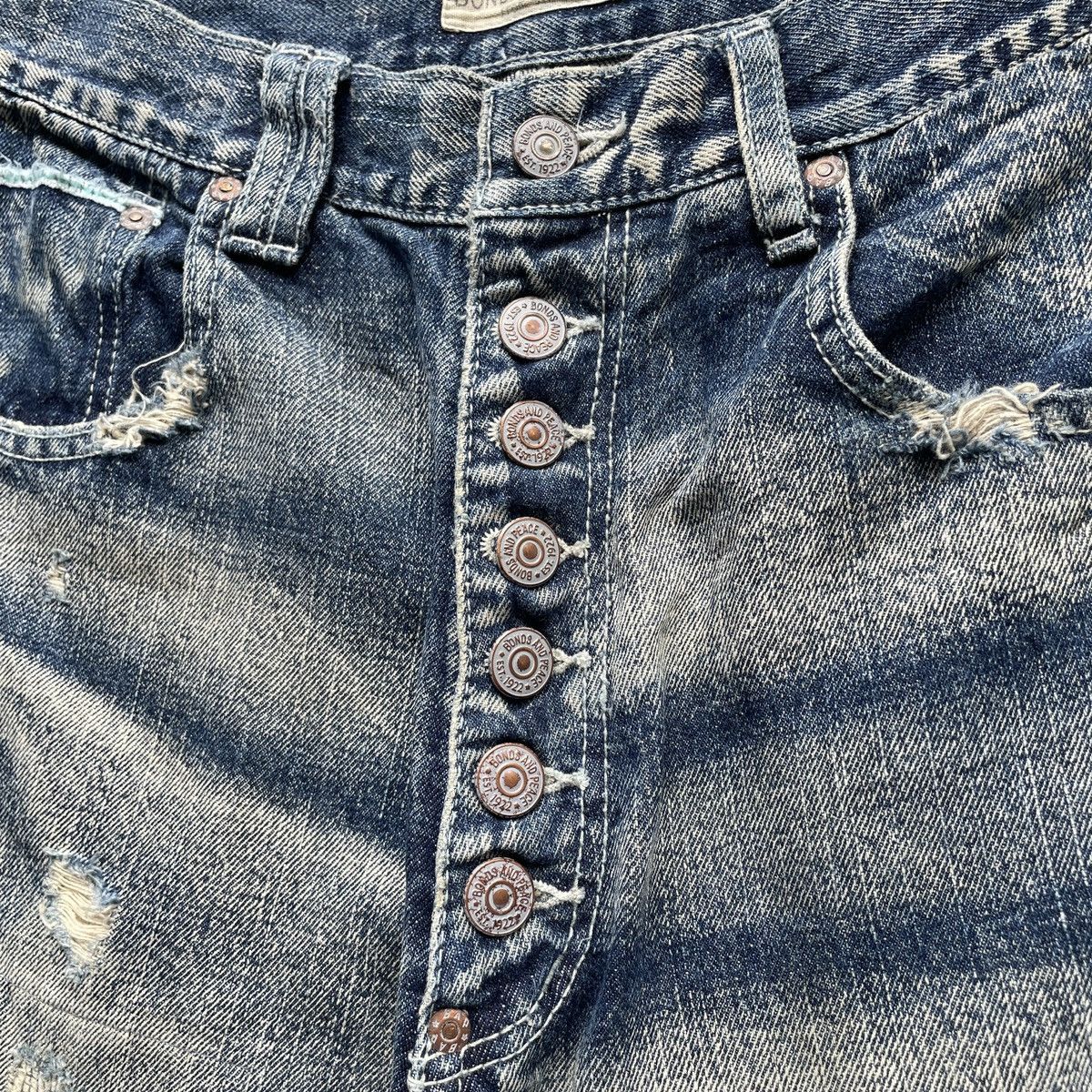 Japanese Brand Rare Vintage Bonds & Peace Distressed Faded Jeans Pants W31 Size US 31 - 7 Thumbnail