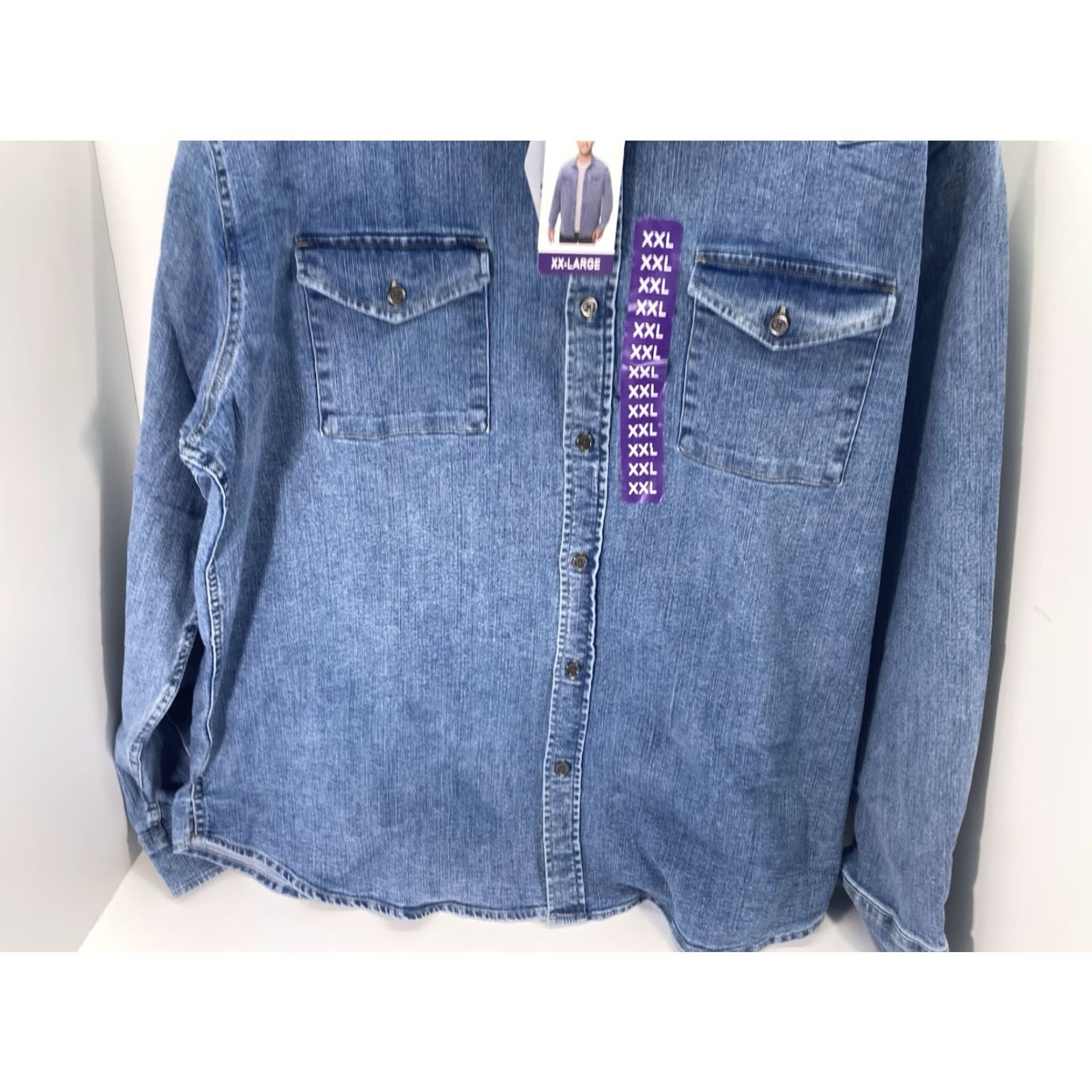 Frye Frye Denim Shirt Men 2XL Blue Button Long Sleeve Stretch Medium Wash NWT Size US XXL / EU 58 / 5 - 3 Thumbnail