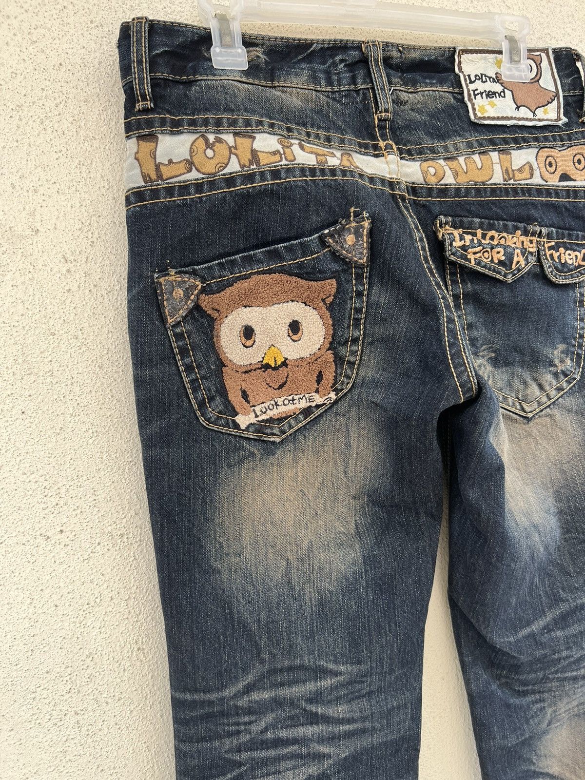 Vintage Lolita Owl Rusty Blue Denim Distressed Jeans Size US 29 - 15 Thumbnail