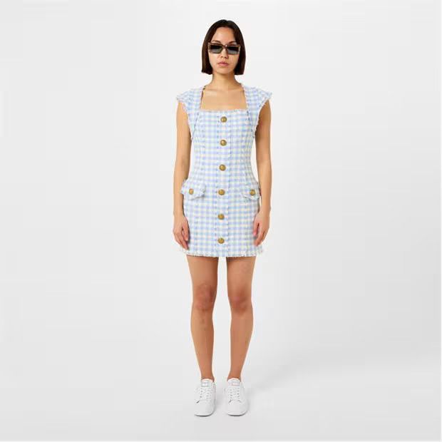 Balmain o1g2r1mq0924 Mini Dress in White & Blue Size S / US 4 / IT 40 - 4 Thumbnail