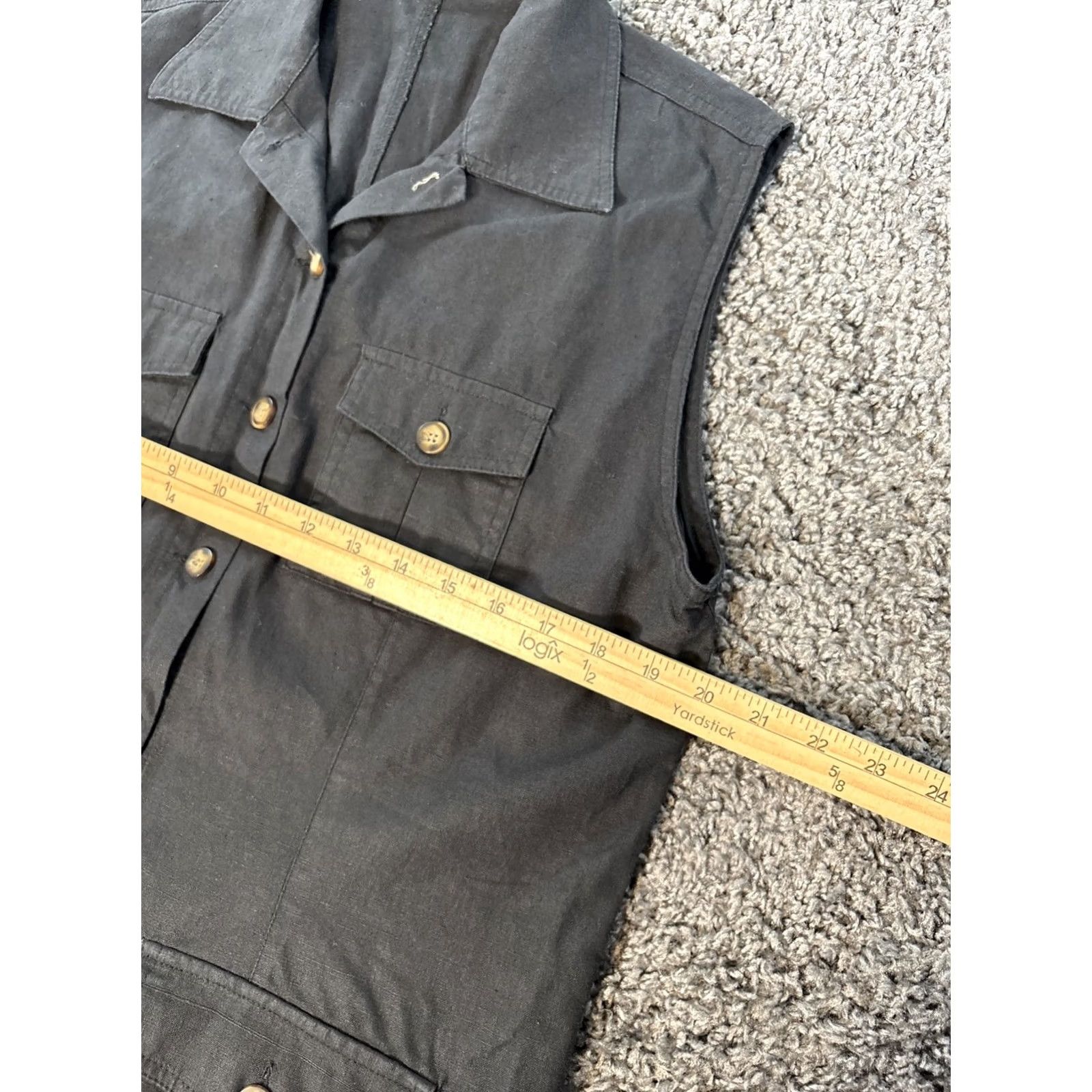 Old Navy VINTAGE Old Navy Dress Shirt Dress Womens L Linen Sleeveless Pocket Collared Midi Black Preppy Minimalist Casual Business Pockets Ladies L Size L / US 10 / IT 46 - 3 Thumbnail