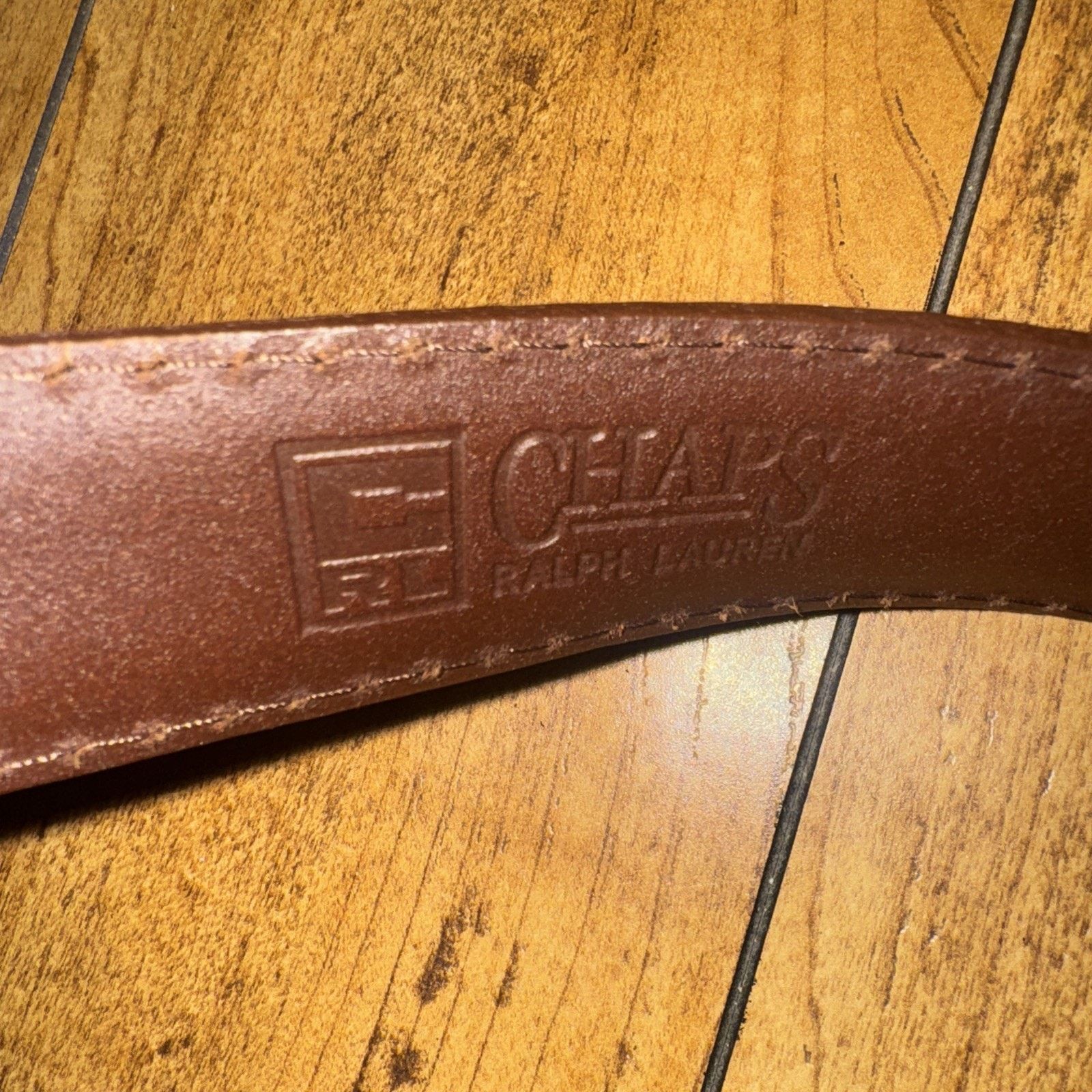 Chaps × Chaps Ralph Lauren × Vintage Chaps Ralph Lauren Brown Leather Belt Gold Buckle Size 40 Size 40 - 4 Thumbnail