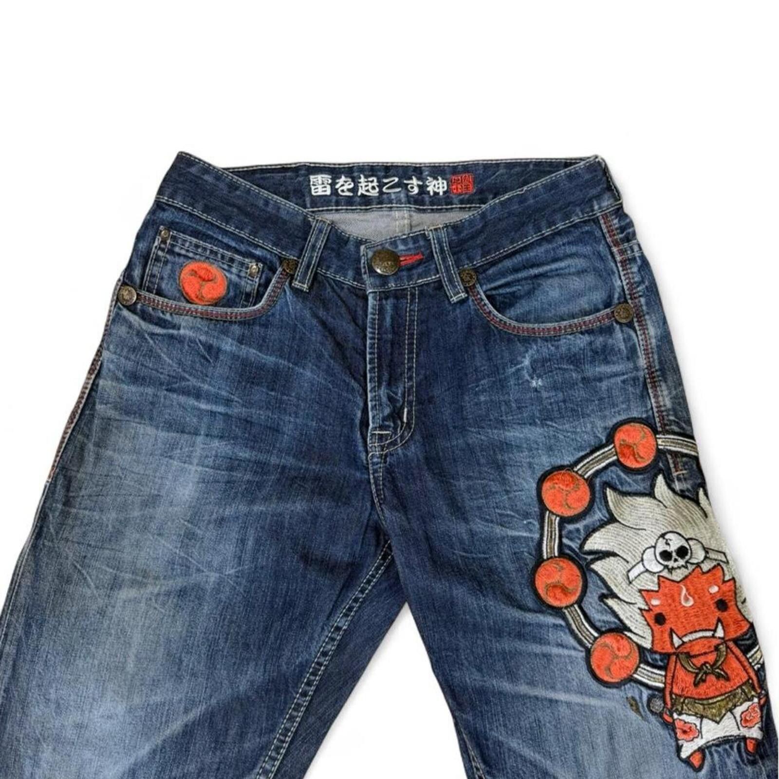 Ed Hardy Japanese Vintage Jizo 👹 unltra rare denim jeans Size US 27 - 3 Thumbnail