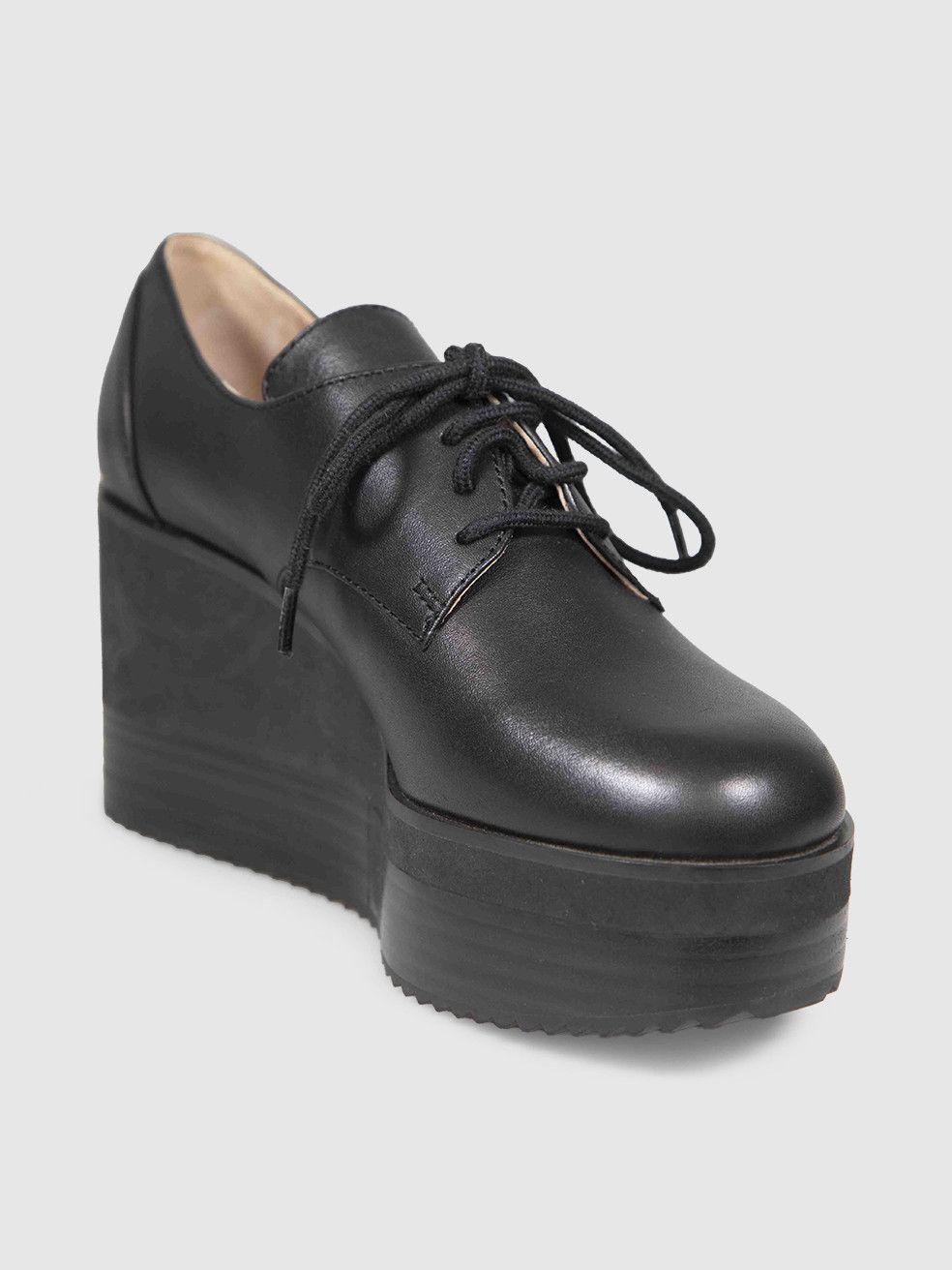 Jil Sander Black Leather Platform Oxford Shoes Size US 6 / IT 36 - 1 Thumbnail