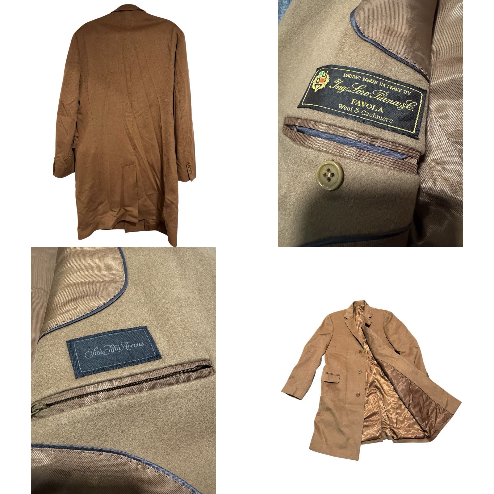 Saks Fifth Avenue SAKS FIFTH AVENUE LORO PIAN A Favola 90/10 Wool Cashmere Coat 42L Camel Topcoat Coat Size US XS / EU 42 / 0 - 11 Thumbnail