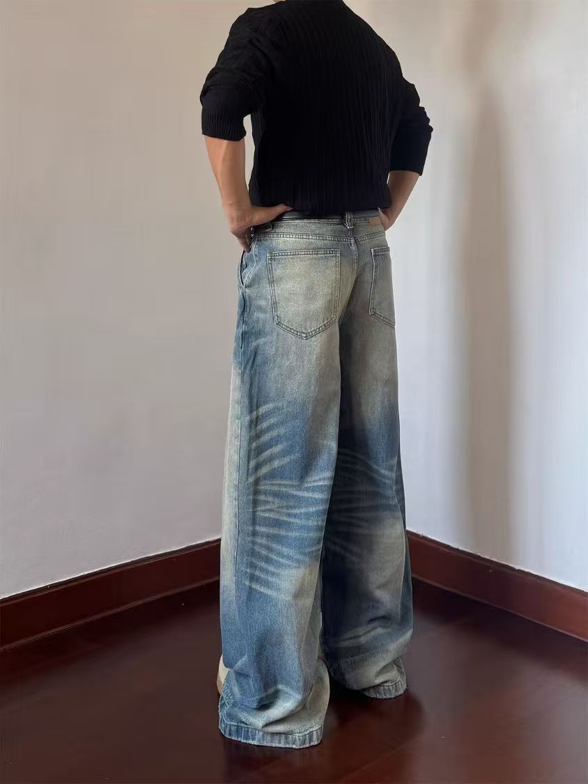 Vintage Street-style washed vintage men's distressed jeans Size US 32 / EU 48 - 4 Thumbnail