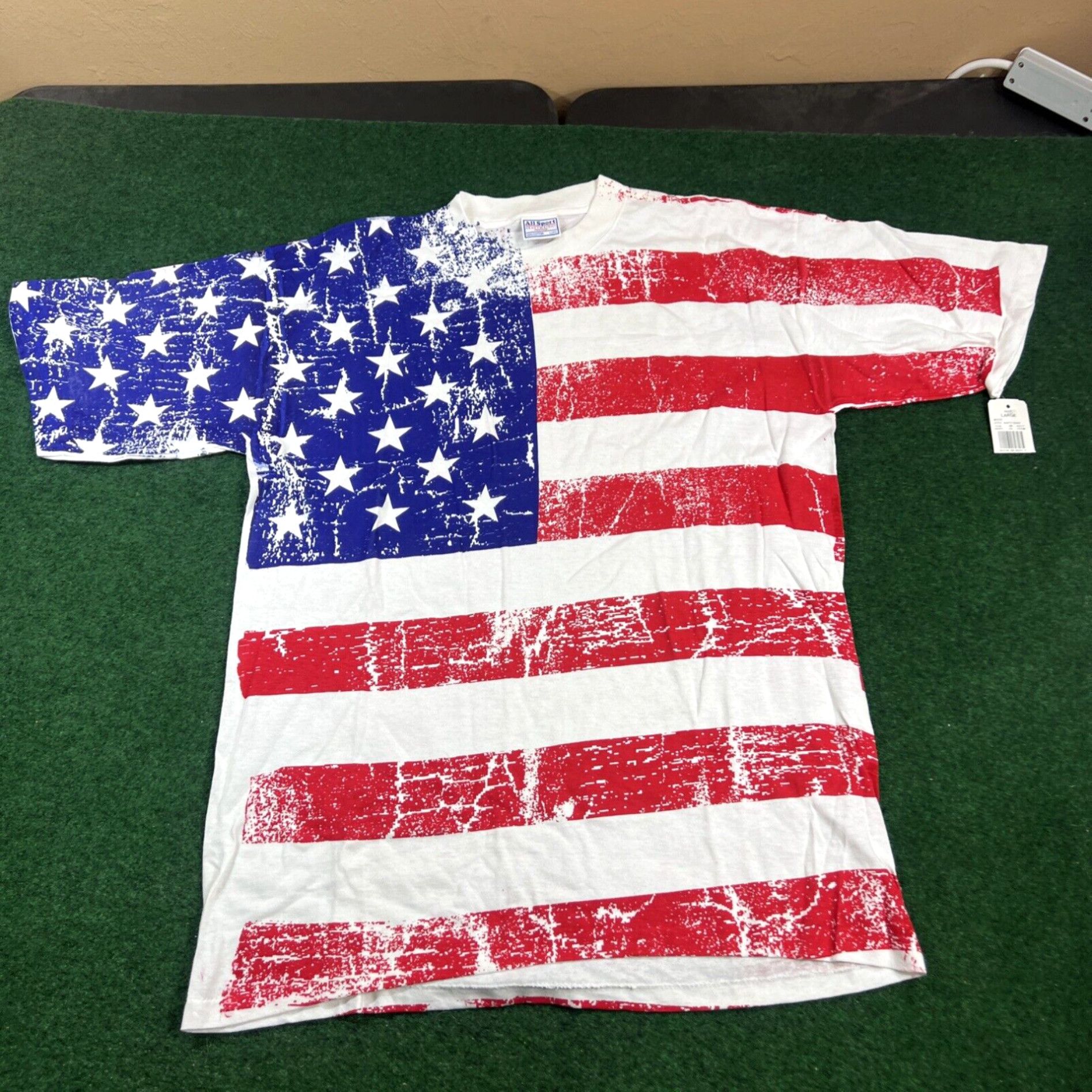 Vintage 90s Vintage USA United States American Flag All Over Print T-Shirt Mens L Star Size US L / EU 52-54 / 3 - 1 Thumbnail