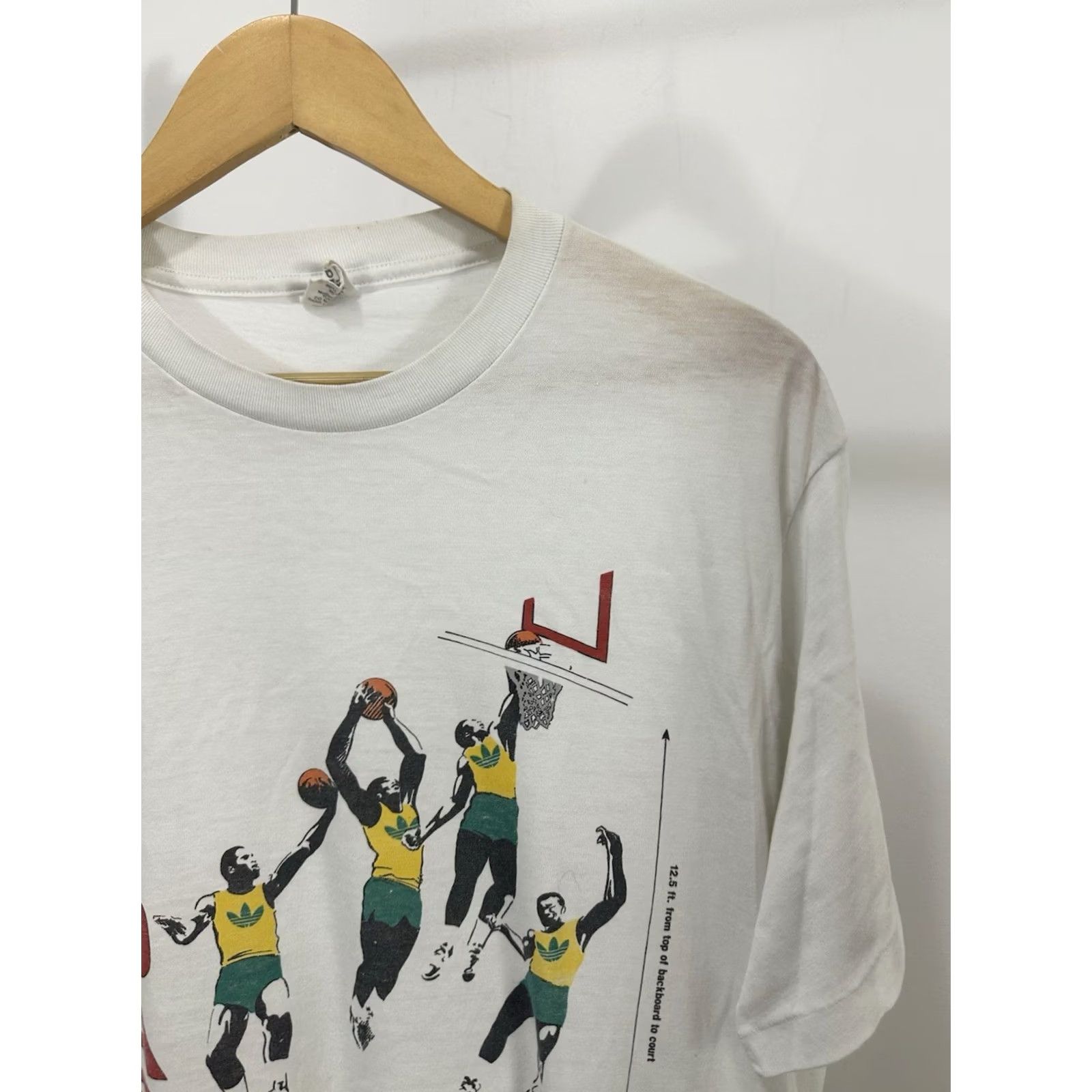Adidas VTG Adidas Basketball Dunk Movement Paper Thin Worn T-Shirt RARE XL White Mens NBA Sport Burnout 80s Size US XL / EU 56 / 4 - 6 Thumbnail