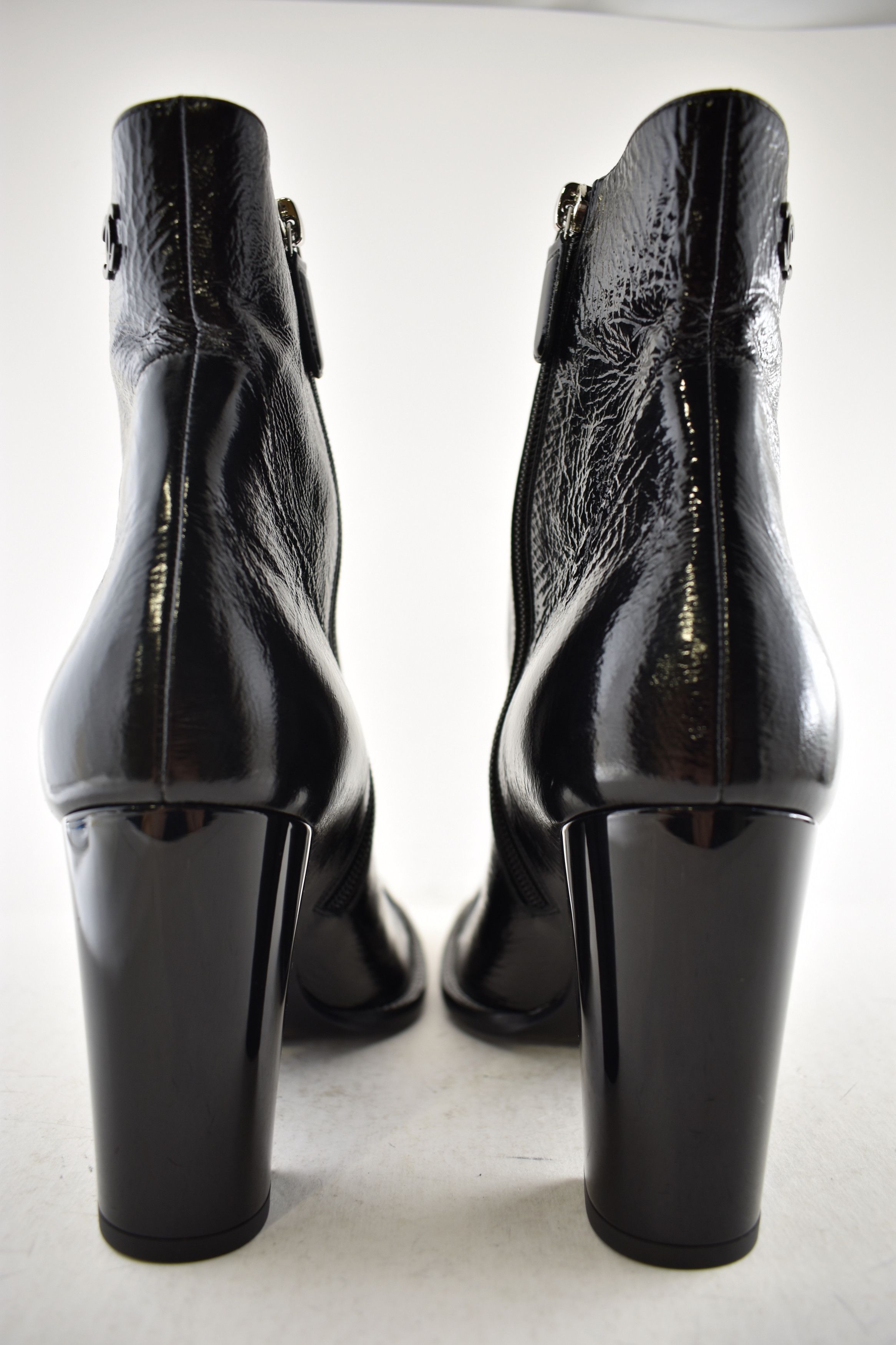 Chanel Chanel 24B Black Patent CC Short Ankle Block Heel Bootie 42 Size US 12 / IT 42 - 14 Thumbnail
