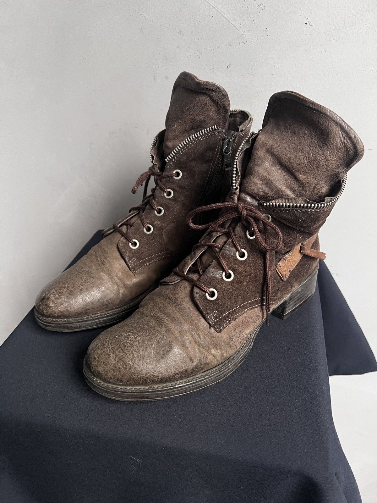A.S.98 Vintage A.S. 98 Brown Style Boots Leather Zip Lace Size US 8.5 / IT 38.5 - 6 Thumbnail
