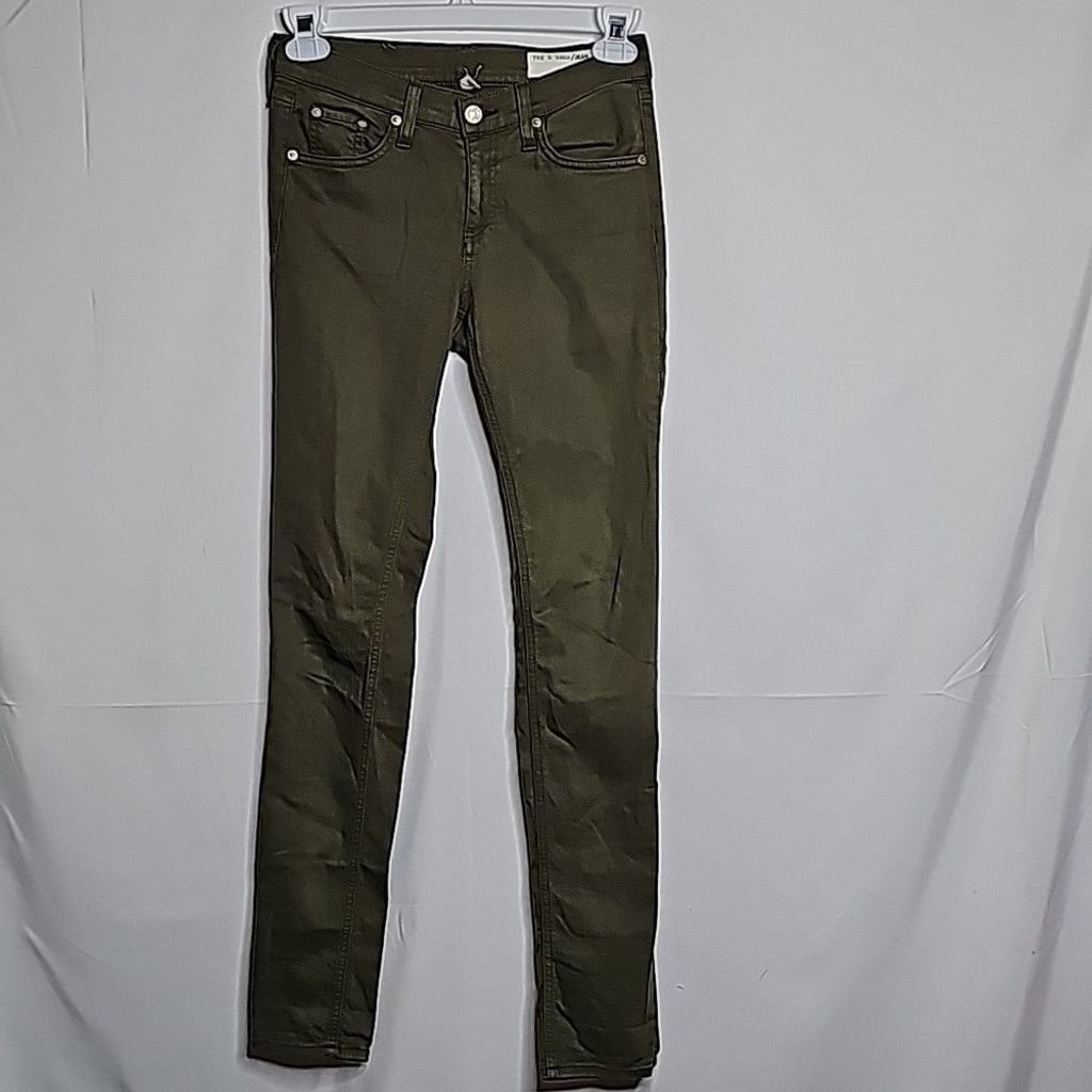 Rag & Bone Rag & Bone Dist army green skinny stretch denim jeans sz 26 Size 26" / US 2 / IT 38 - 1 Thumbnail